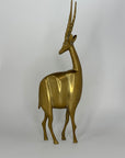 Dolbi Cashier Style Brass Gazelle Sculpture – 19” Tall Mid Century Modern Antelope – Statement Safari Decor