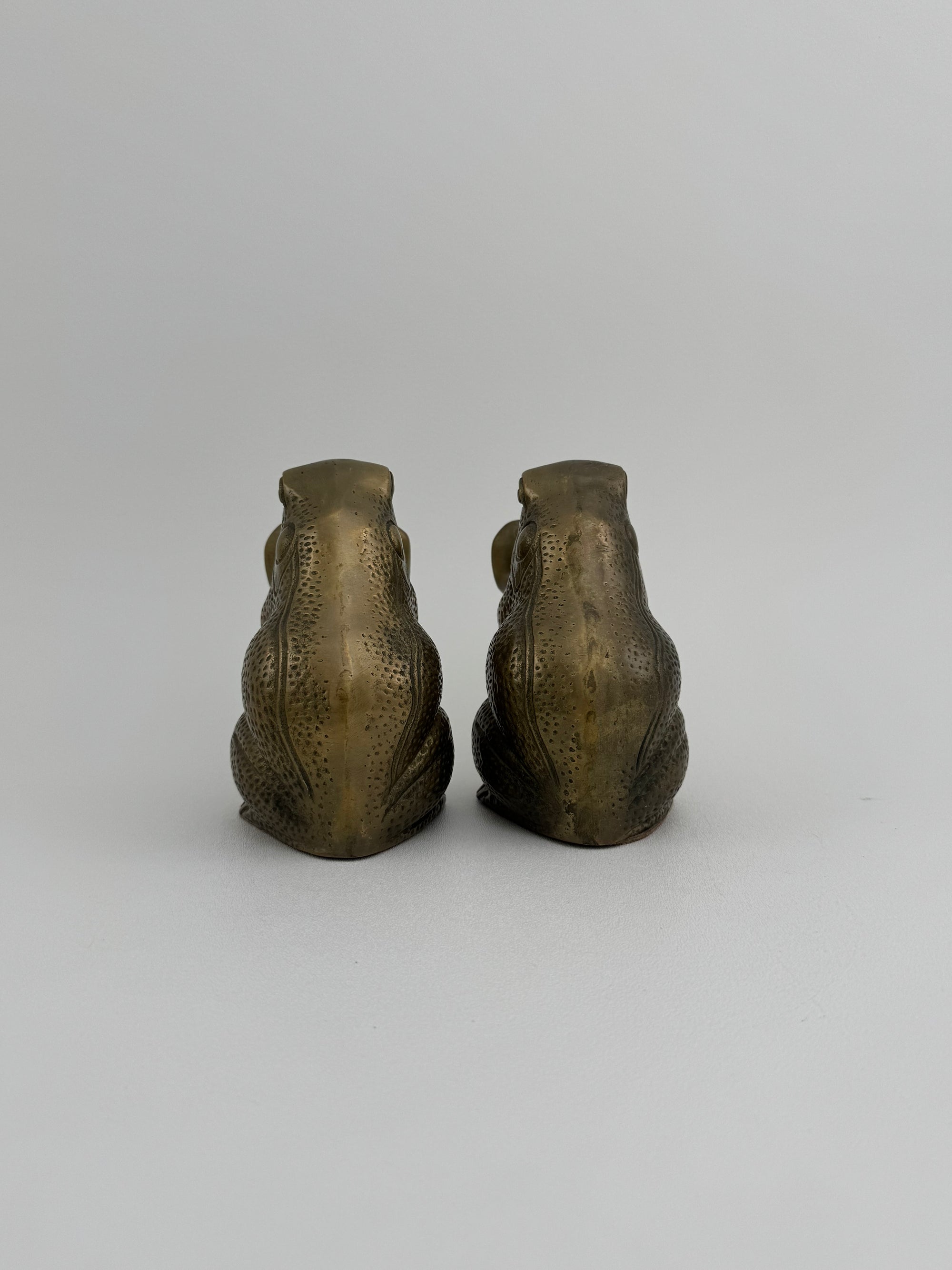 Vintage Brass Patty Cake Frog Bookends- A Pair