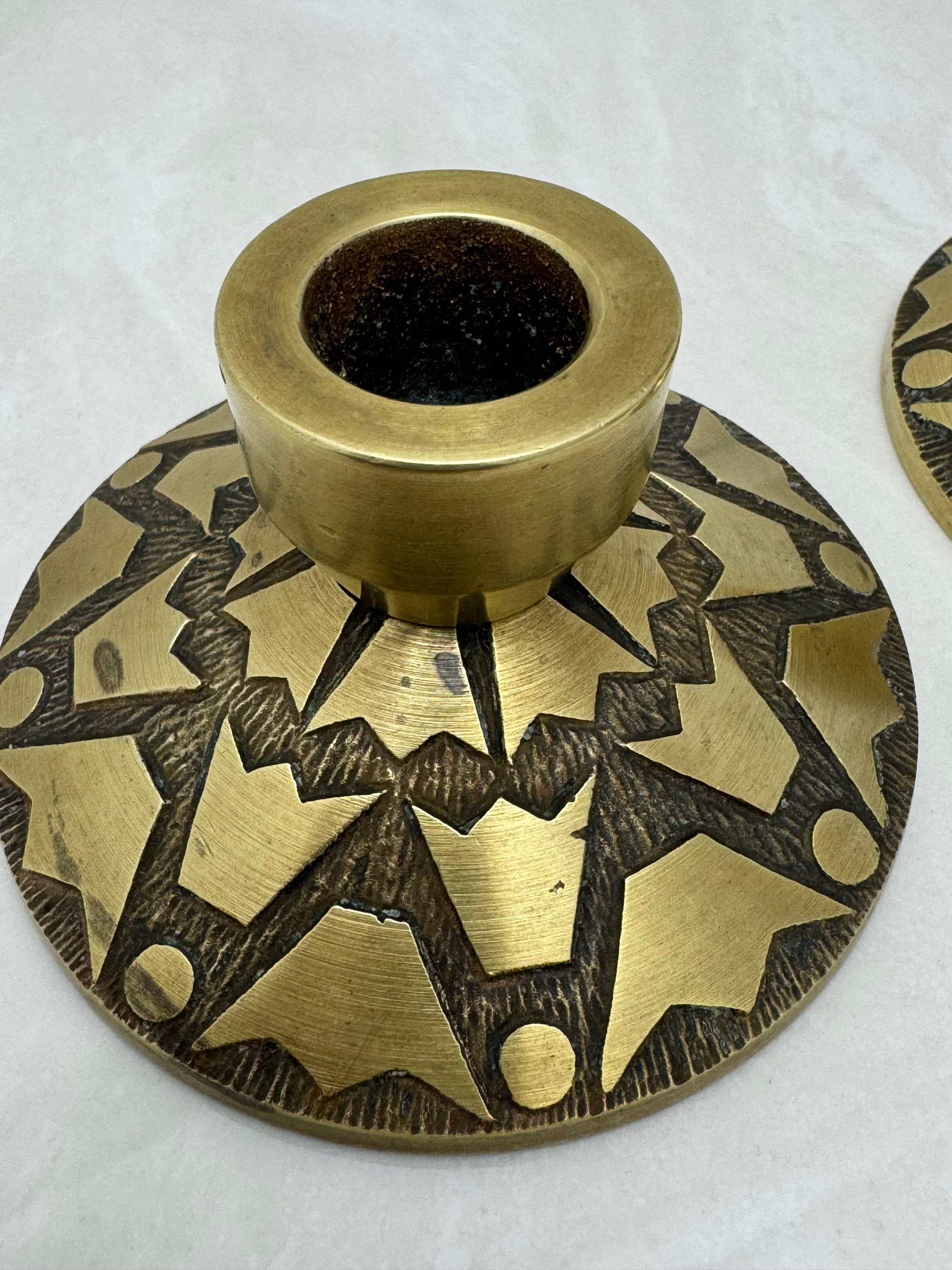 Vintage Brass Candlestick Holders with Crown Motifs - Inspired by Nordisk Malm