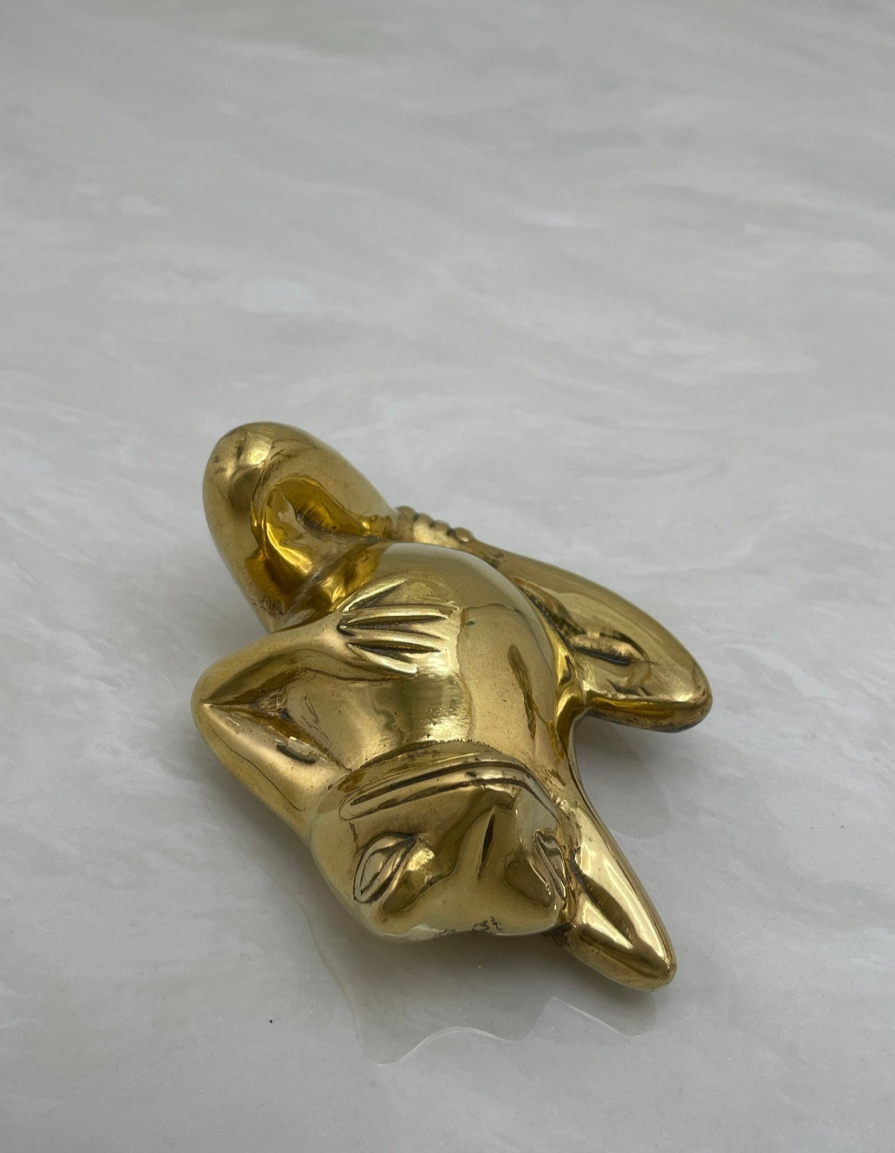 Vintage Brass Frog Relaxing On Back
