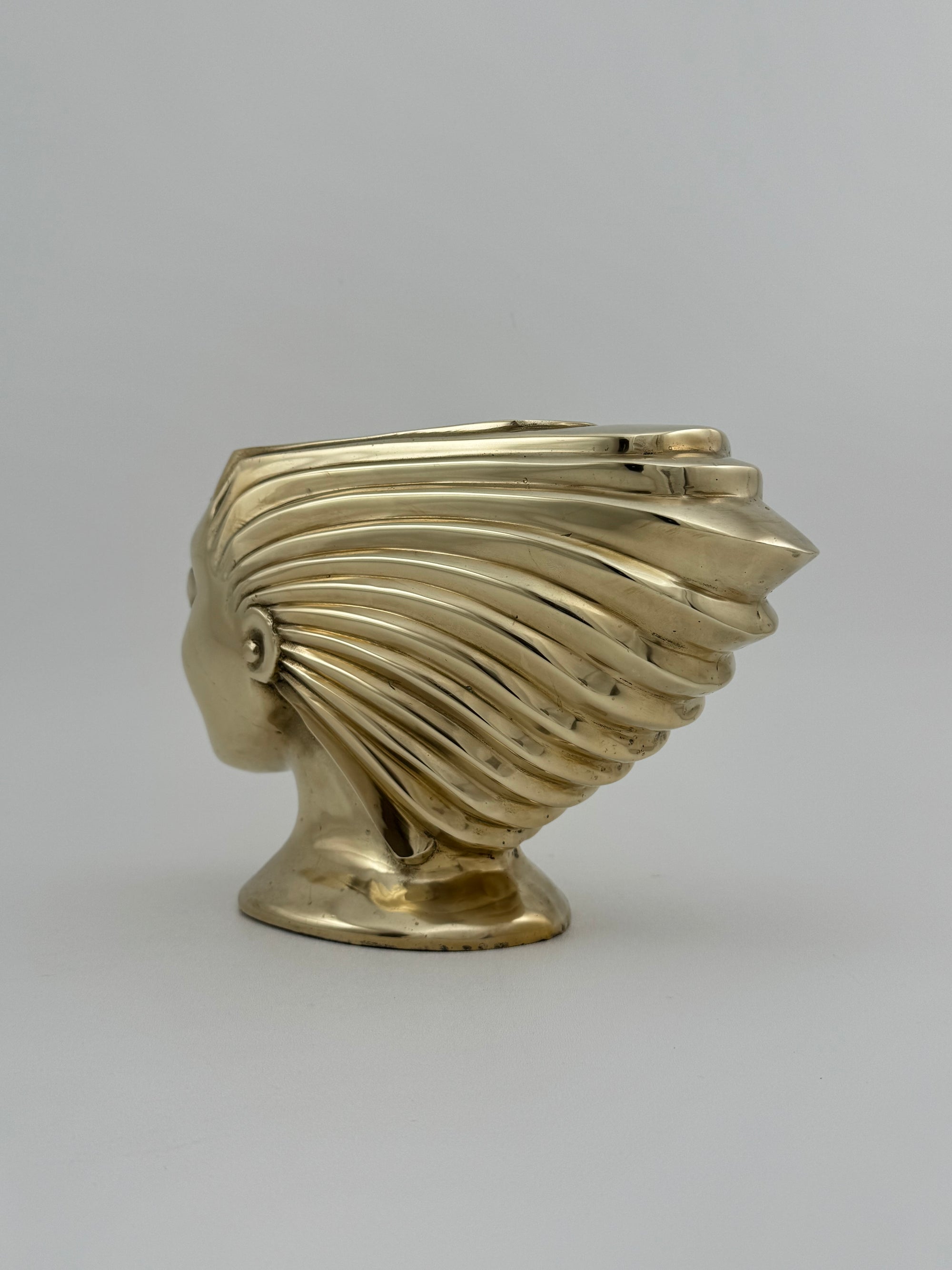 Rare Vintage Dolbi Cashier Brass Woman Head Sculpture – Flowing Hair Bust, 10 lbs