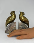 Nora Fenton Cardinal Brass and Marble Bookends