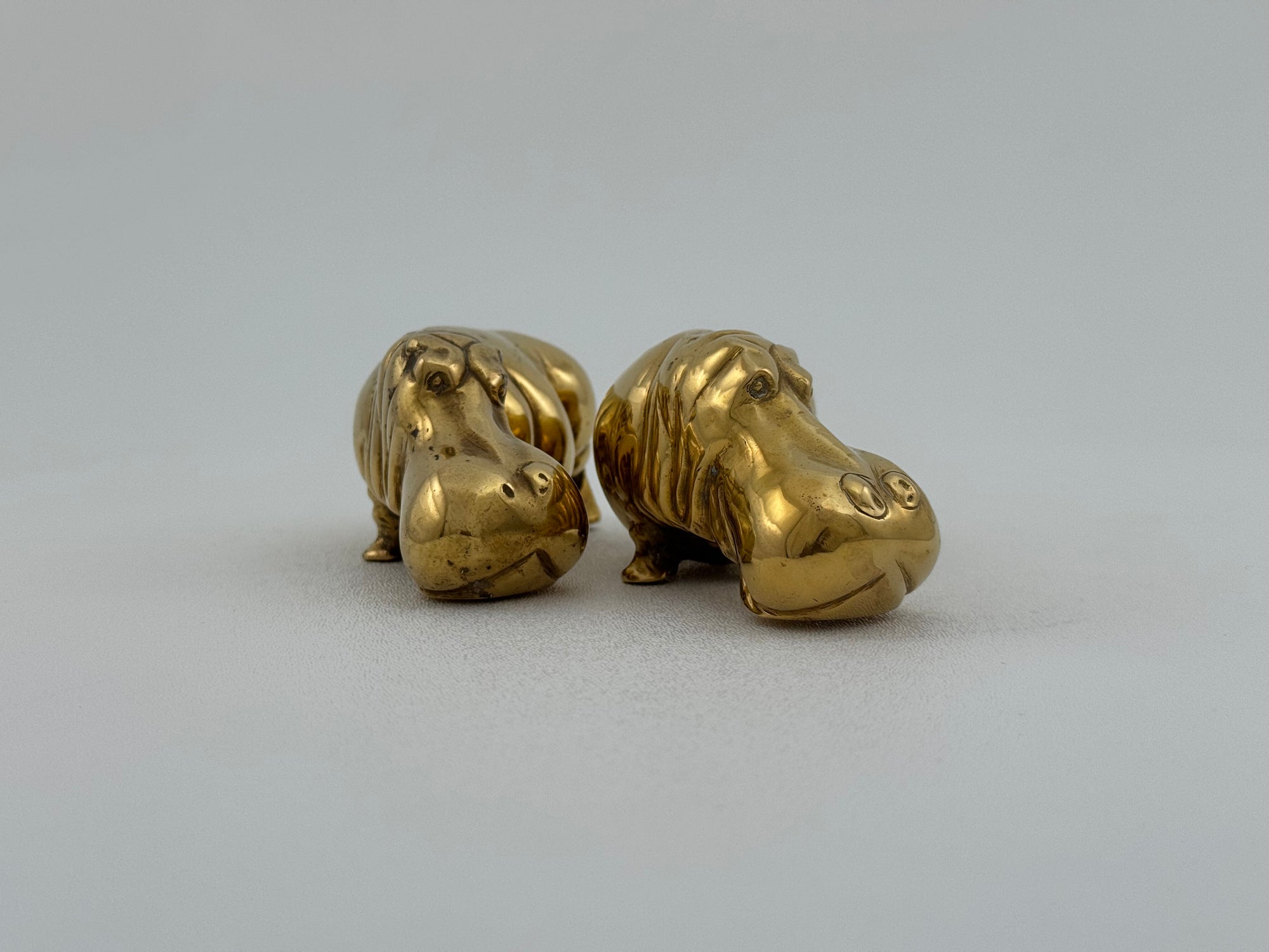 Vintage Brass “House Hippos” – Pair of Brass Figurines