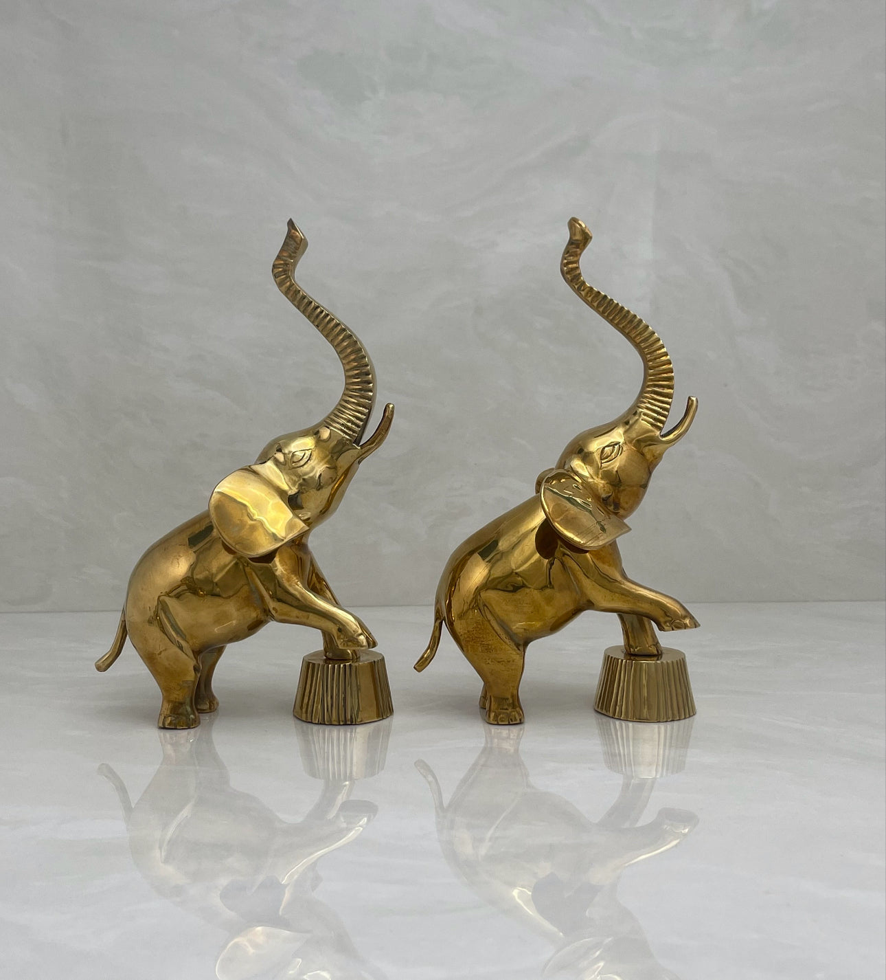 Vintage Brass Circus Elephants- A Pair