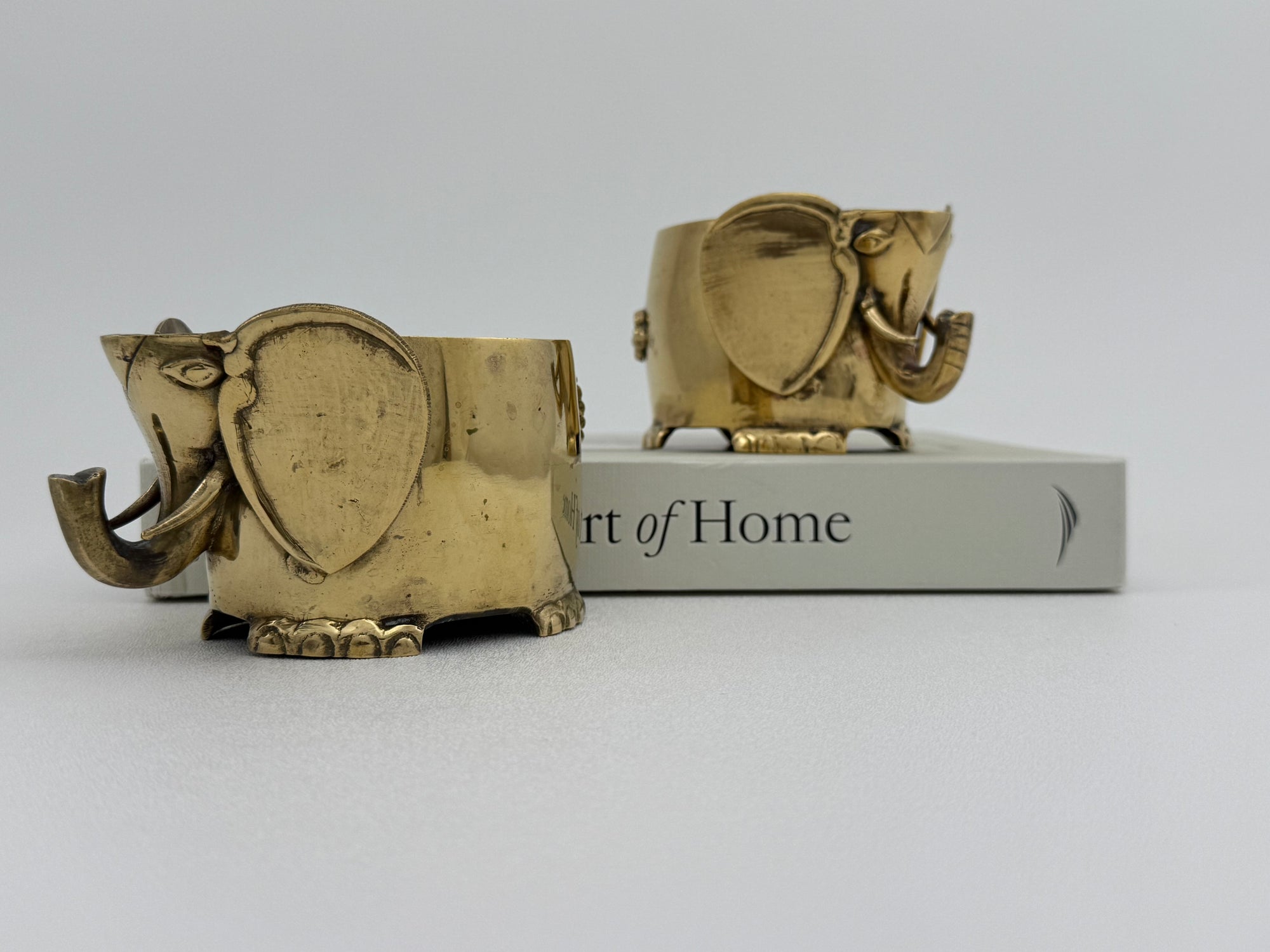 Vintage Brass Elephant Cachepots- A Pair