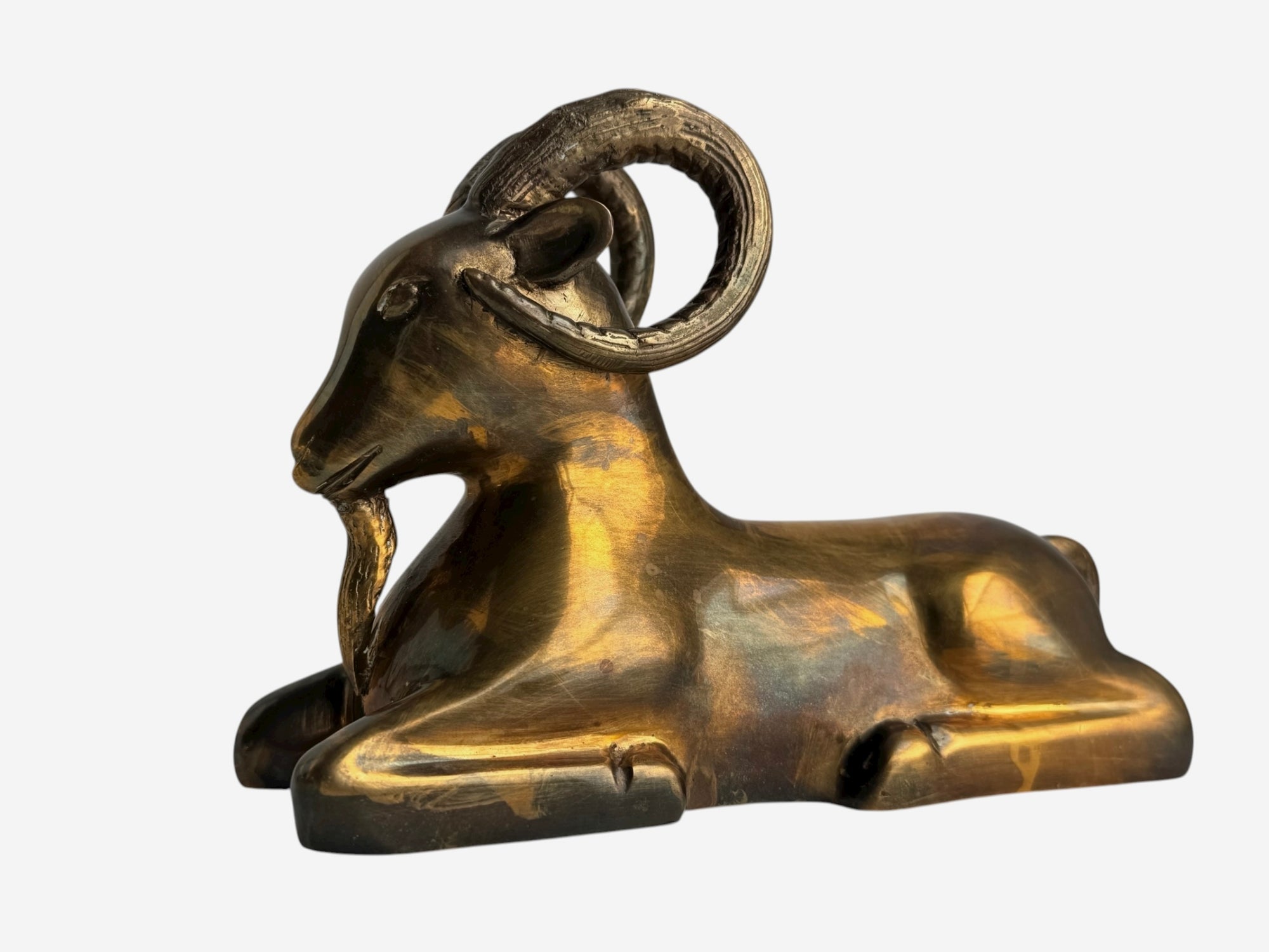 Vintage Brass Ram Sculpture