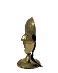 Vintage Brass Face Mask Sculpture on Stand | Mid-Century Modern Surreal Art Decor