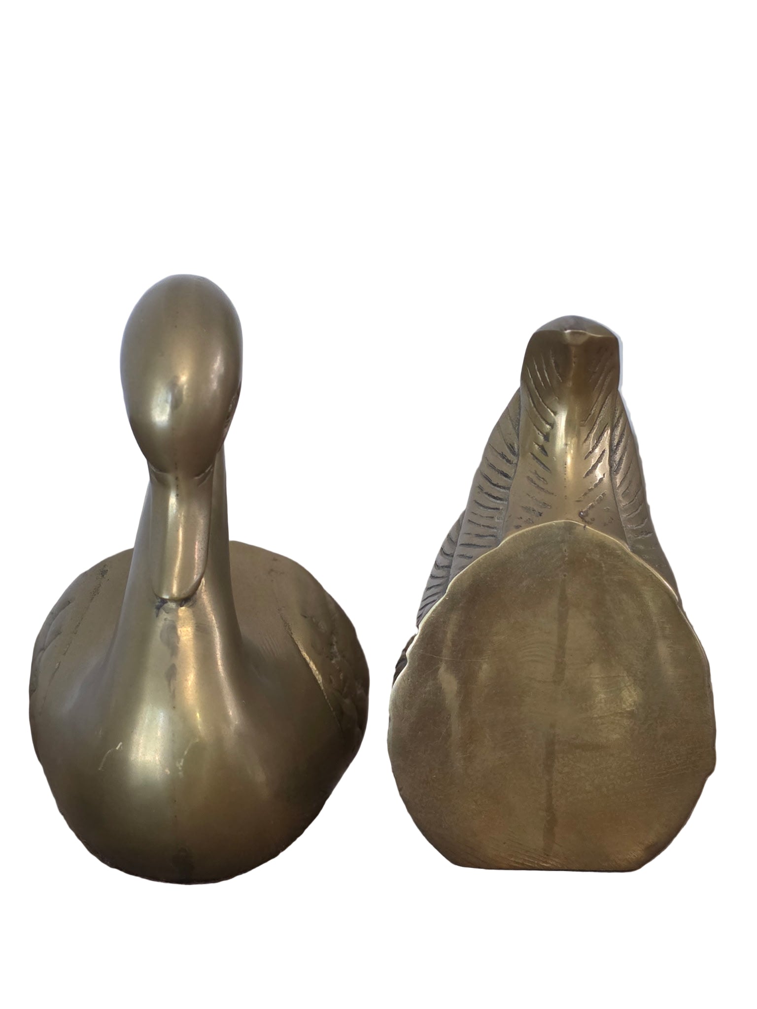 Vintage Brass Swan Bookends- A Pair