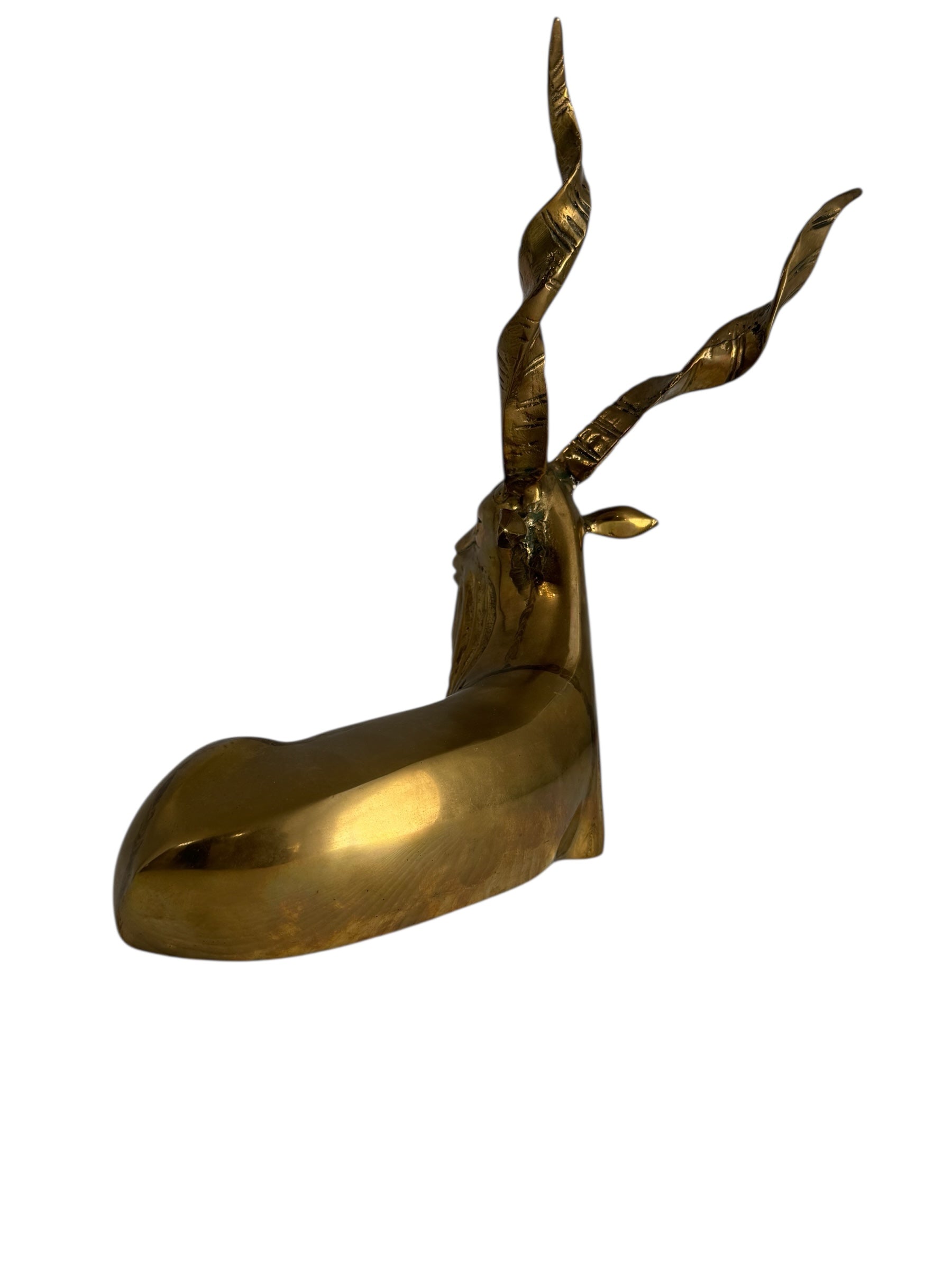 Vintage Brass Antelope with Spiral Horns