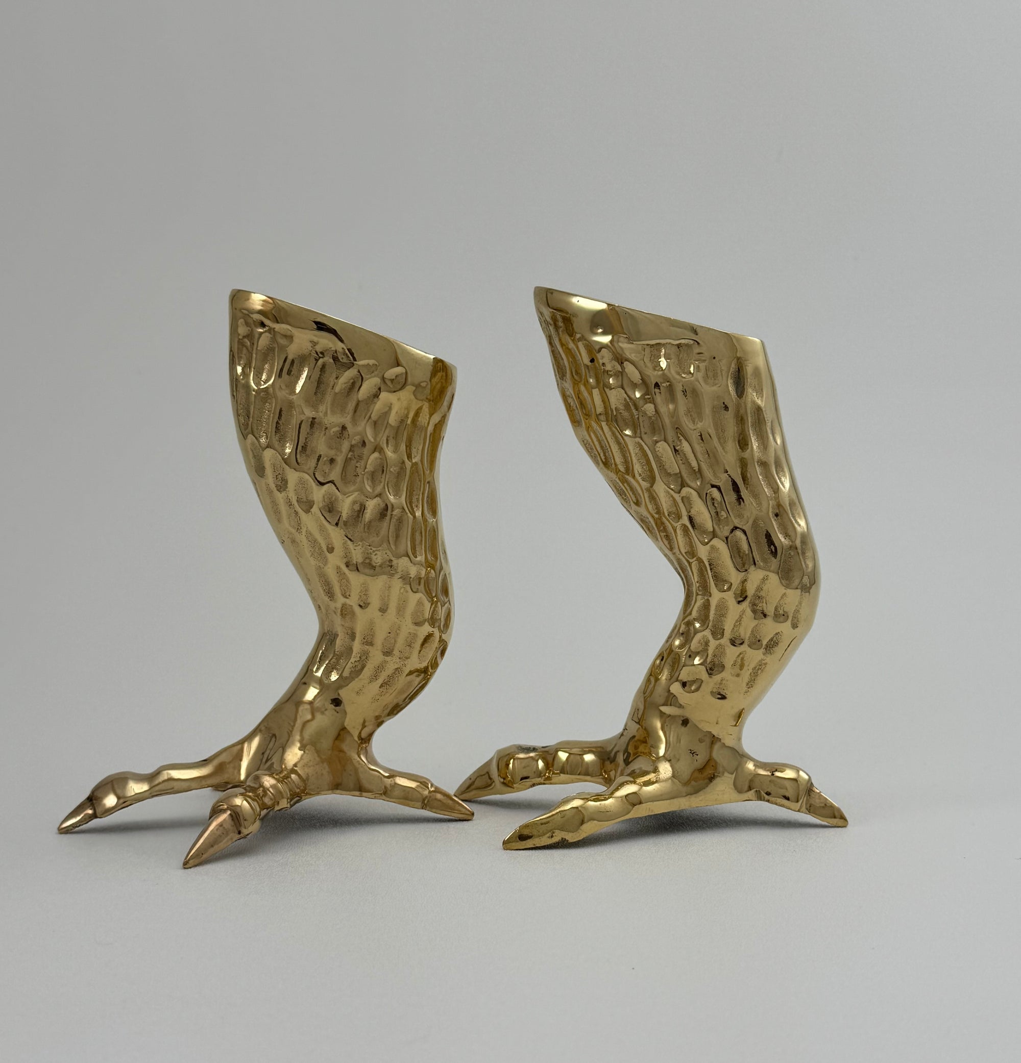 Pair of Vintage Brass Eagle Talon Candlesticks
