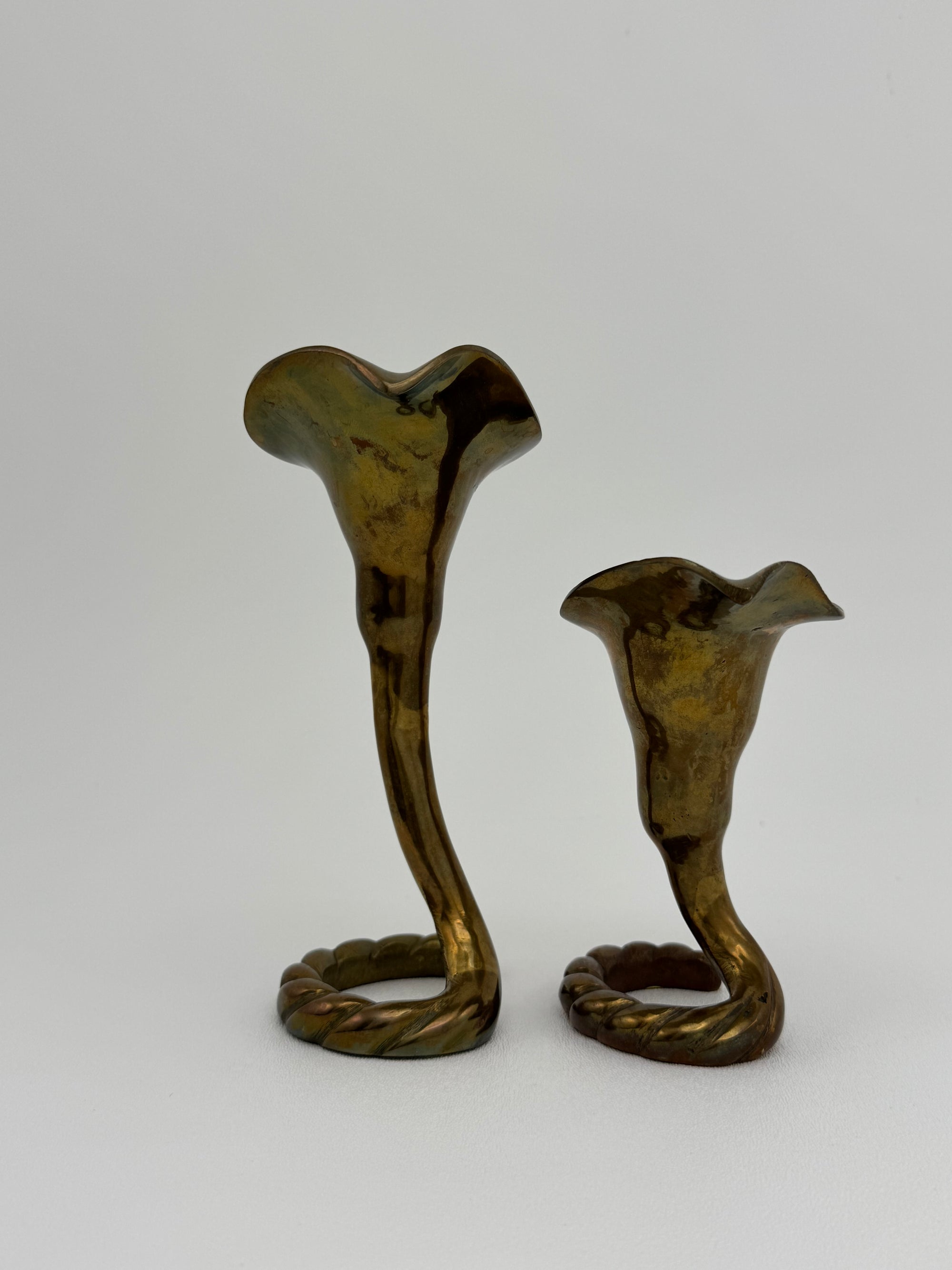 Vintage Brass Tulip Candlestick Holders-A Pair