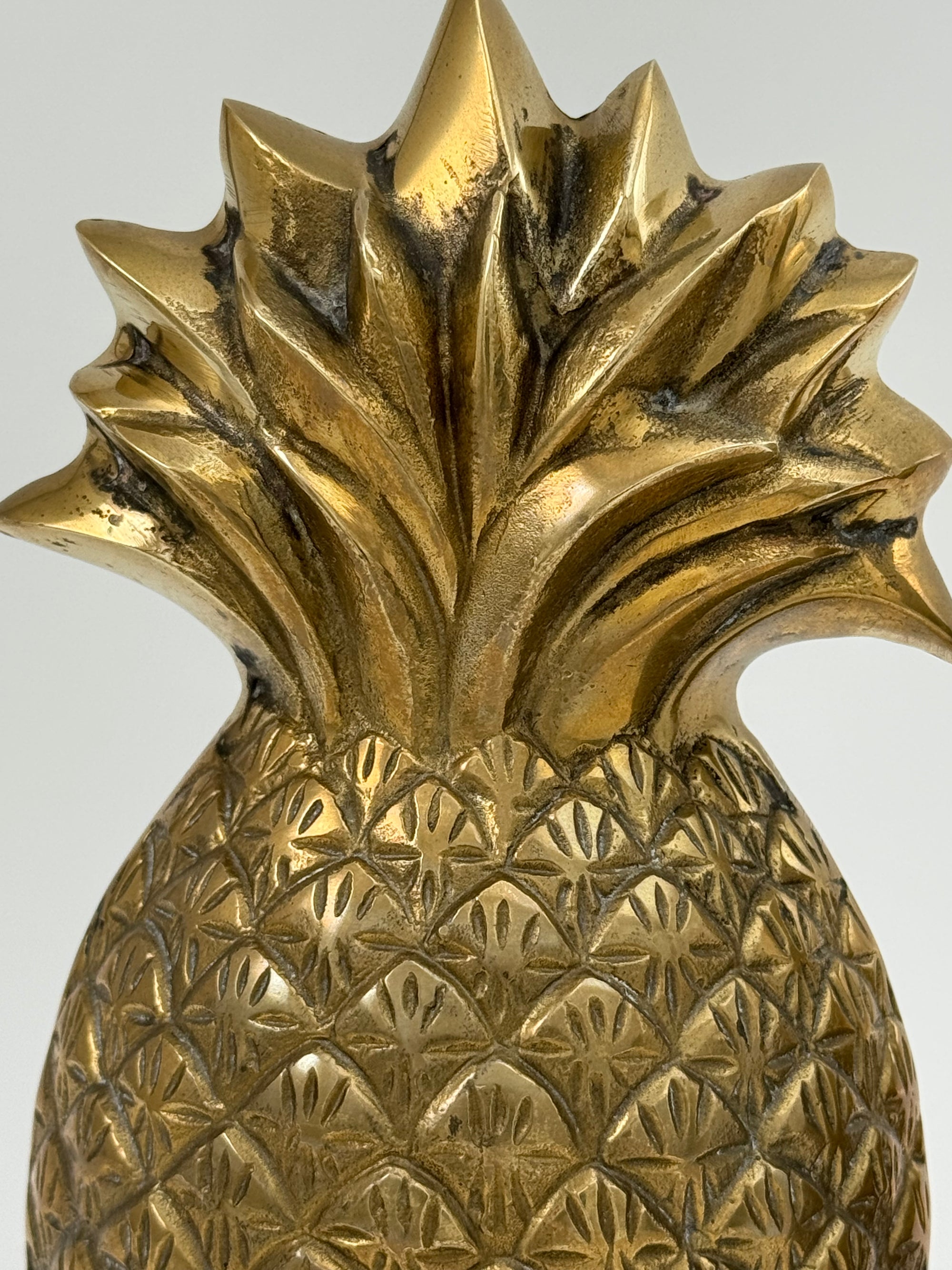 Rosenthal Netter Brass Pineapple Bookends – 8” Tall Vintage Mid Century Hollywood Regency Decor