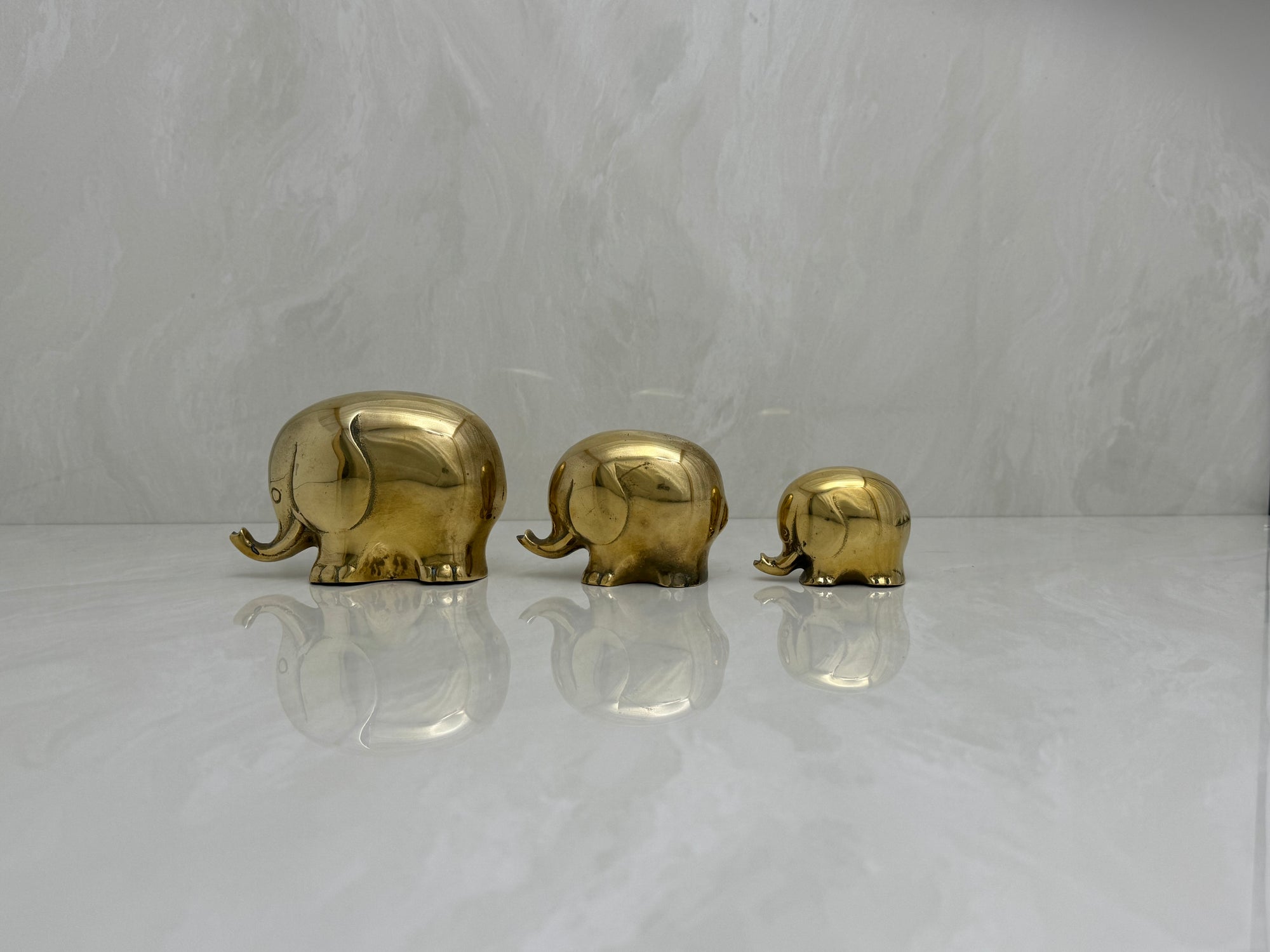 Vintage Brass Elephant Family-A Set of Three