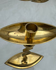 Vintage Brass Retro Candlestick Holders-A Set of Three