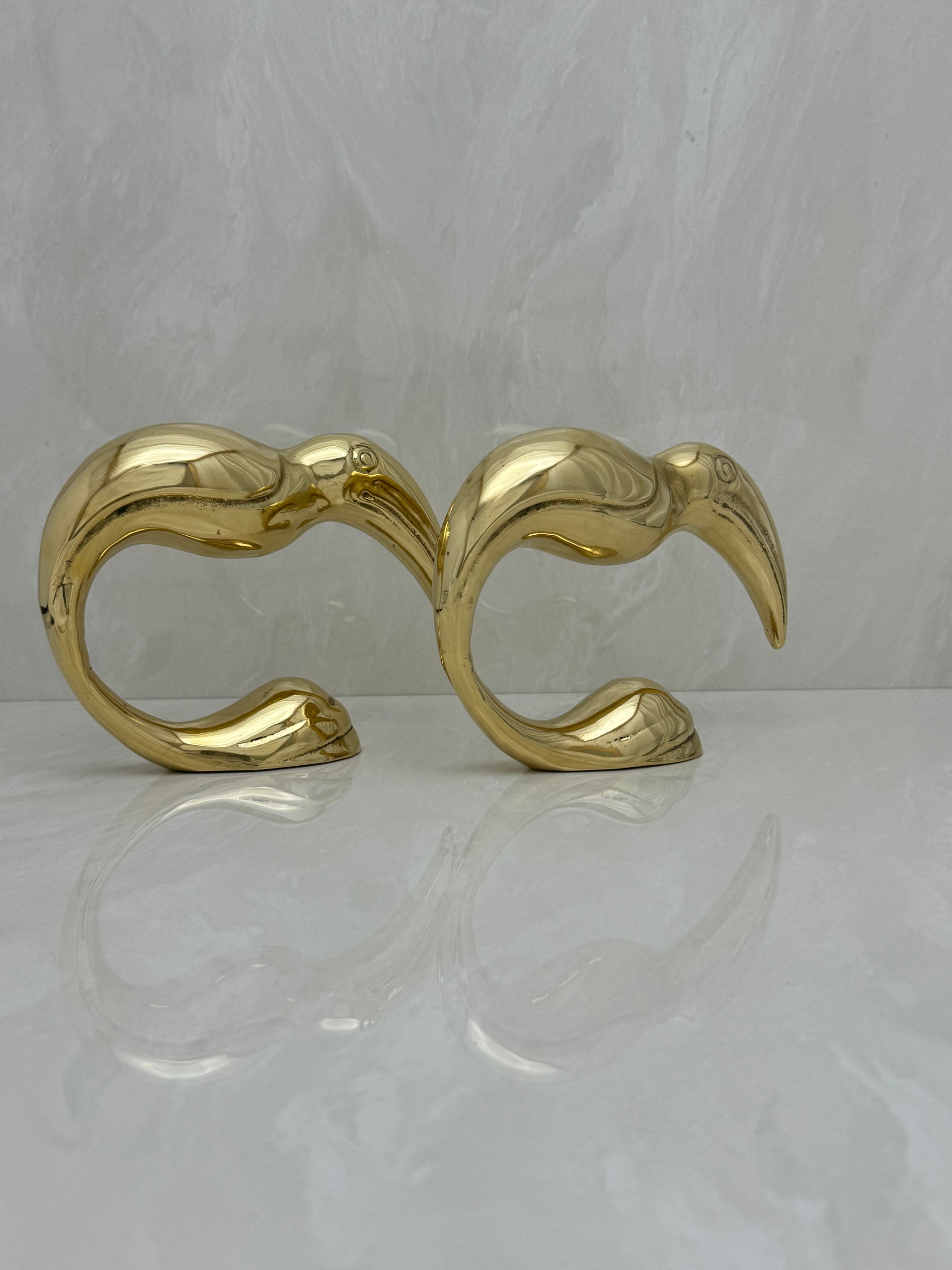 Vintage Brass Toucan Bookends- A Pair