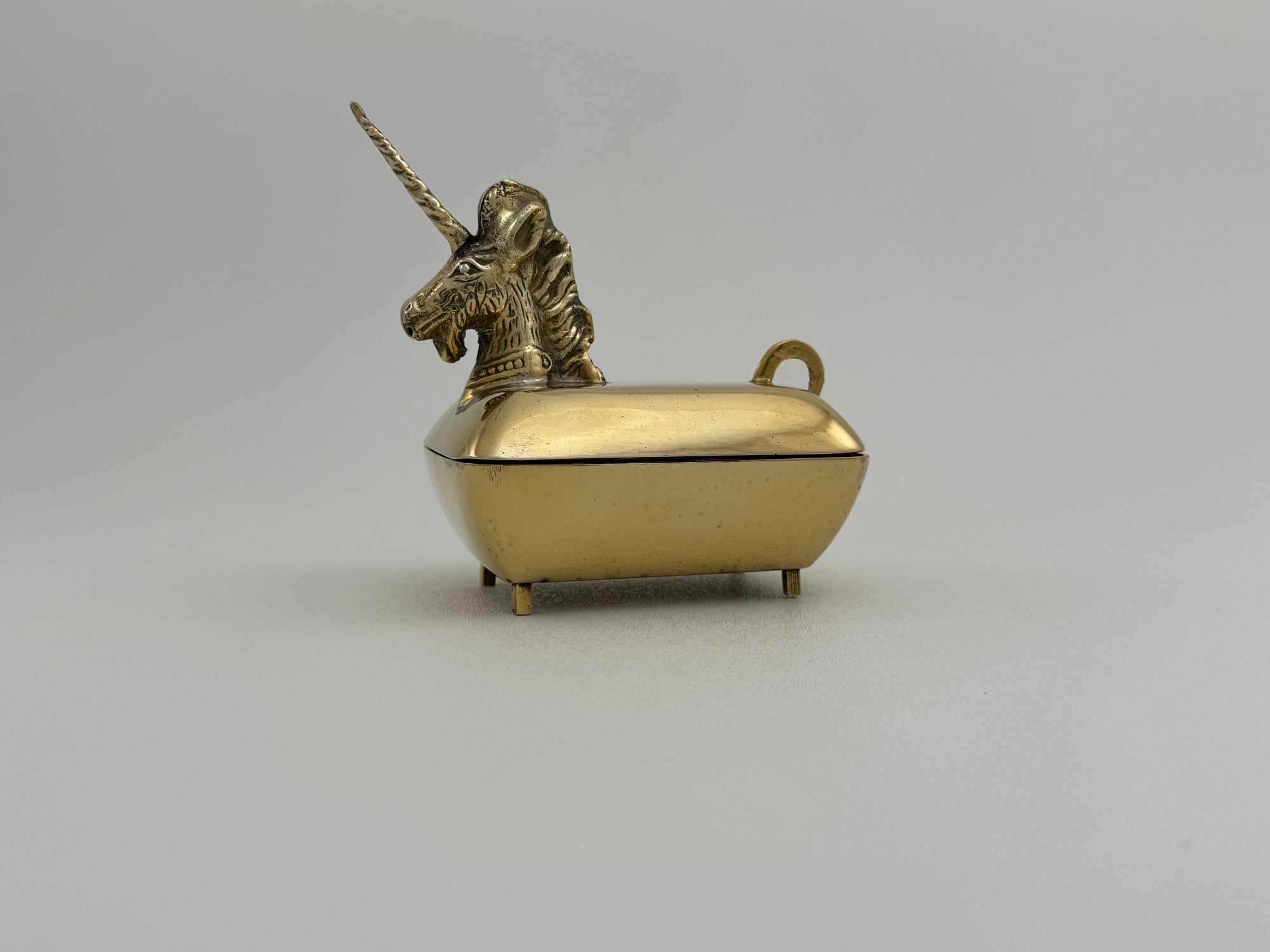 Vintage Brass Unicorn Trinket Box