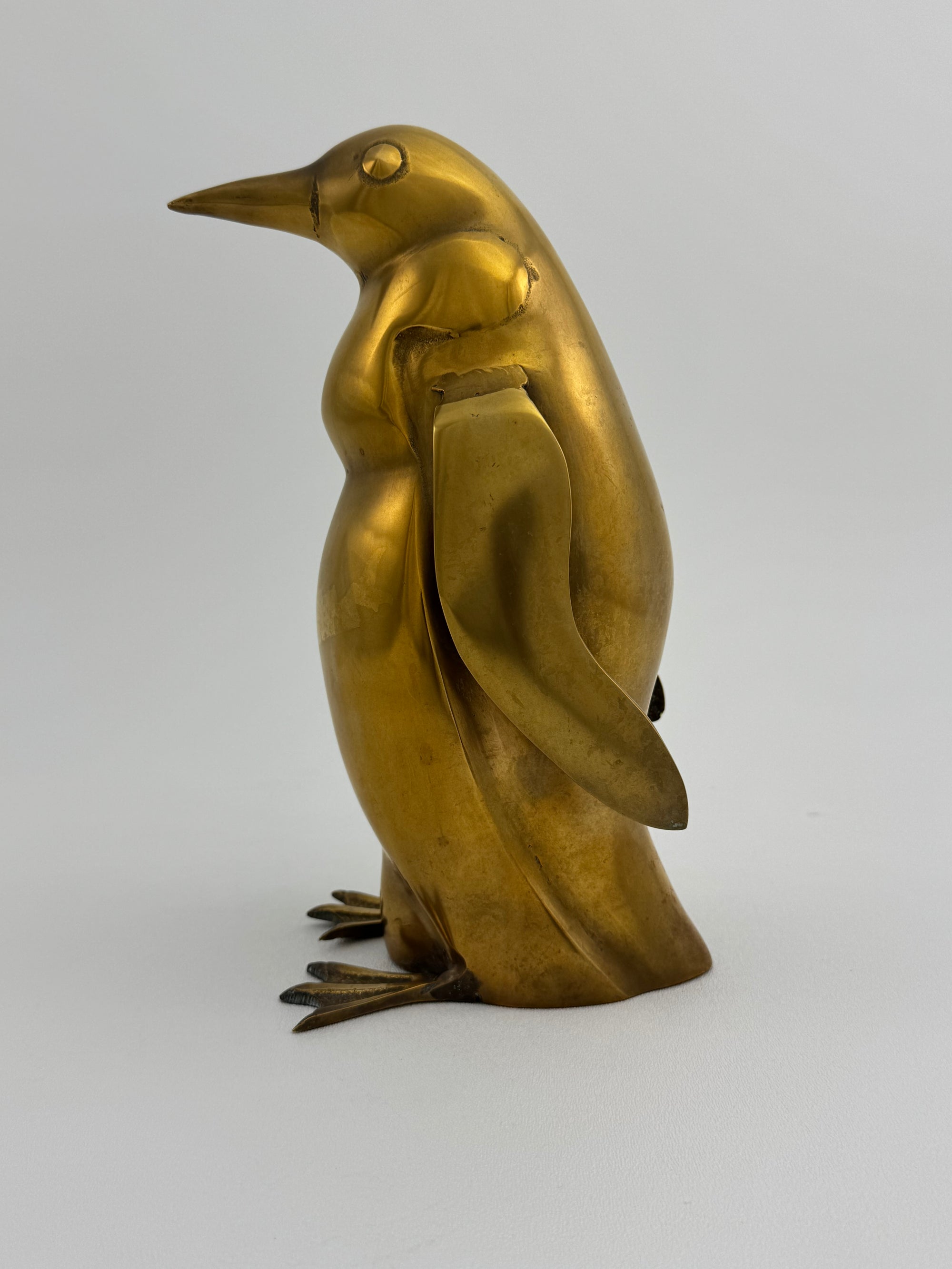 Tall Vintage Brass Penguin
