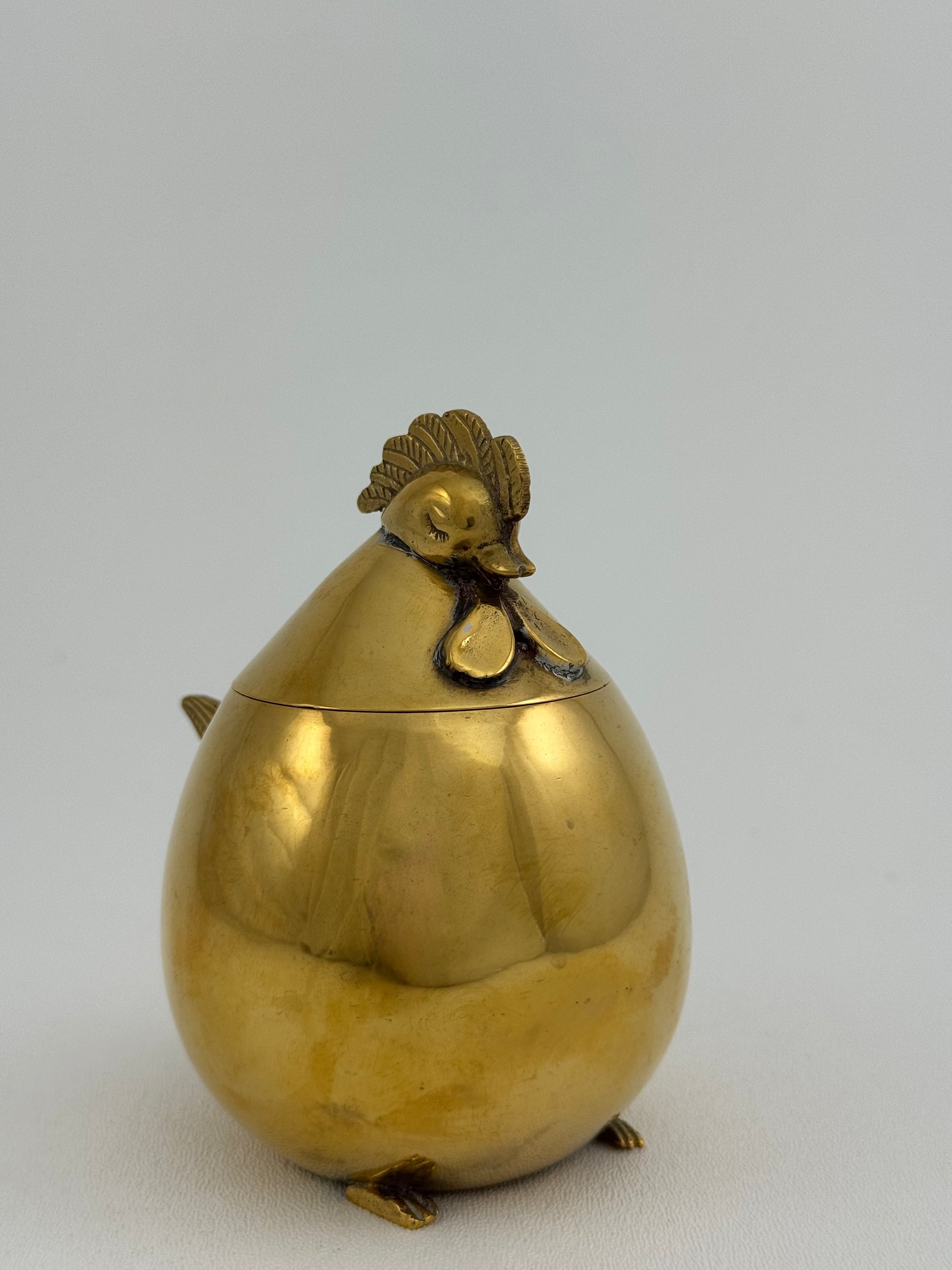 Vintage Brass Hen Lidded Container