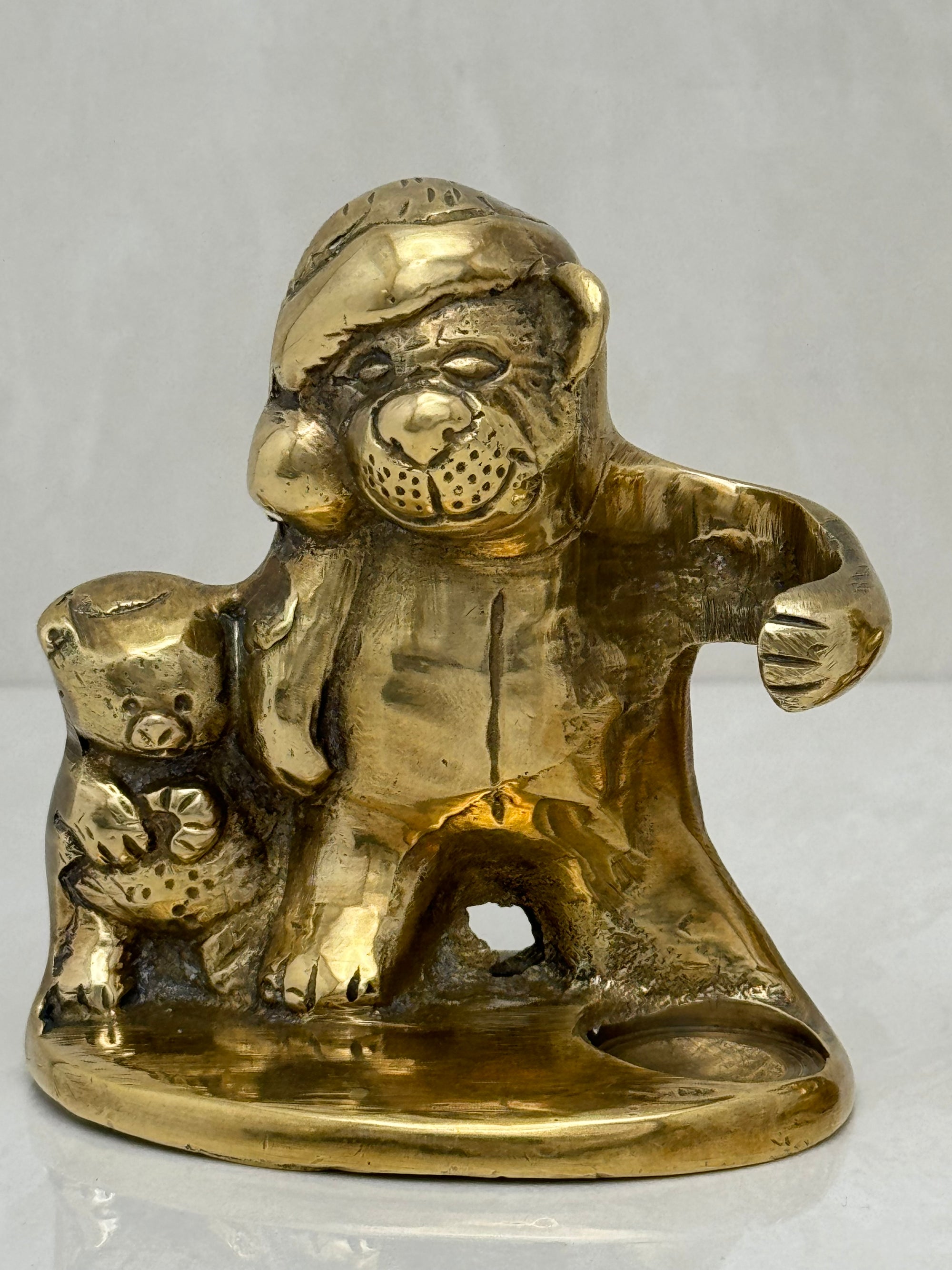 Vintage Brass Teddy Bear Candleholders-A Pair