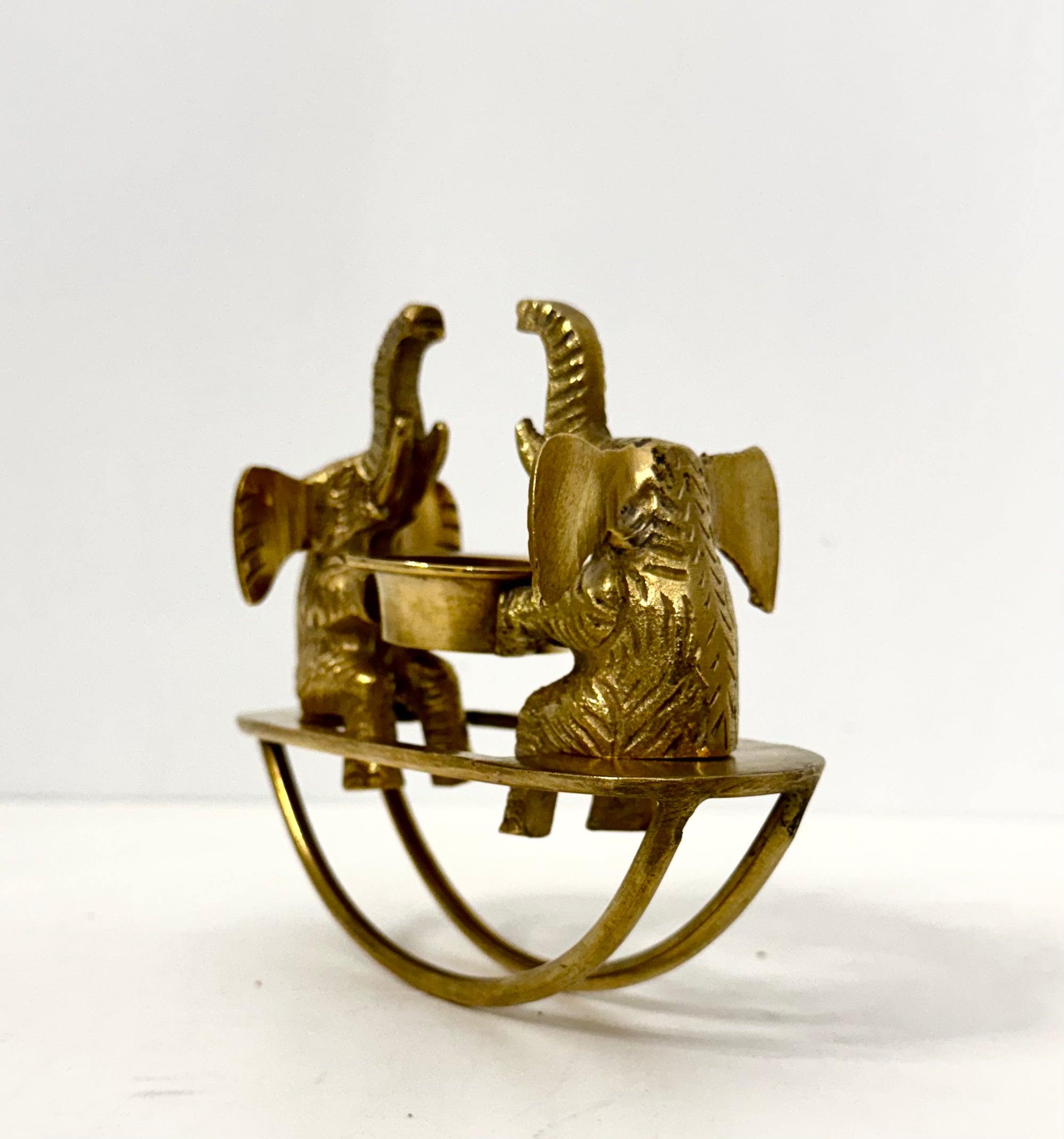Vintage Brass Elephant See-Saw Candleholder | Whimsical Tealight Holder