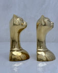 Vintage Brass Cat Head Bookends-A Pair