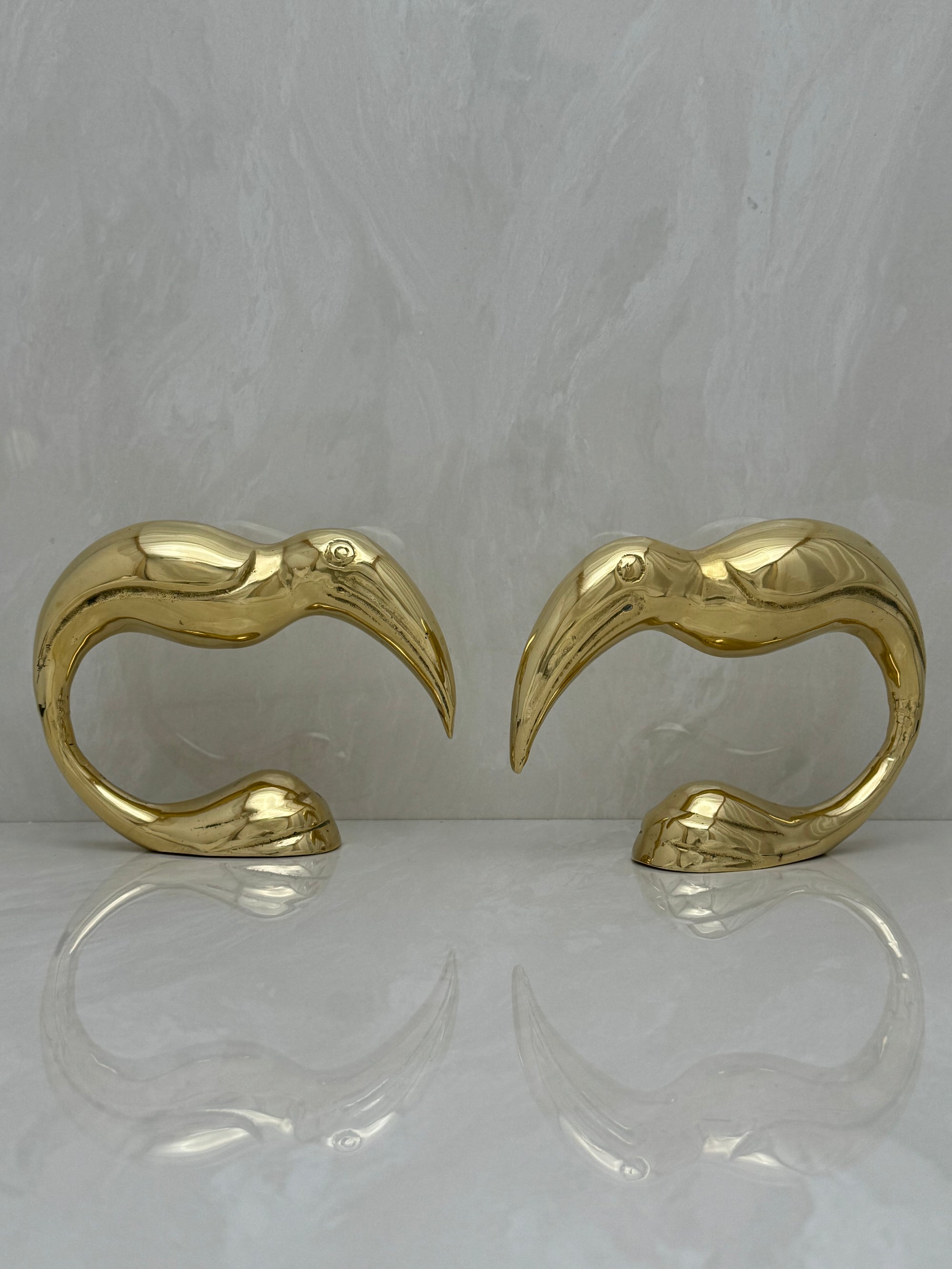 Vintage Brass Toucan Bookends- A Pair