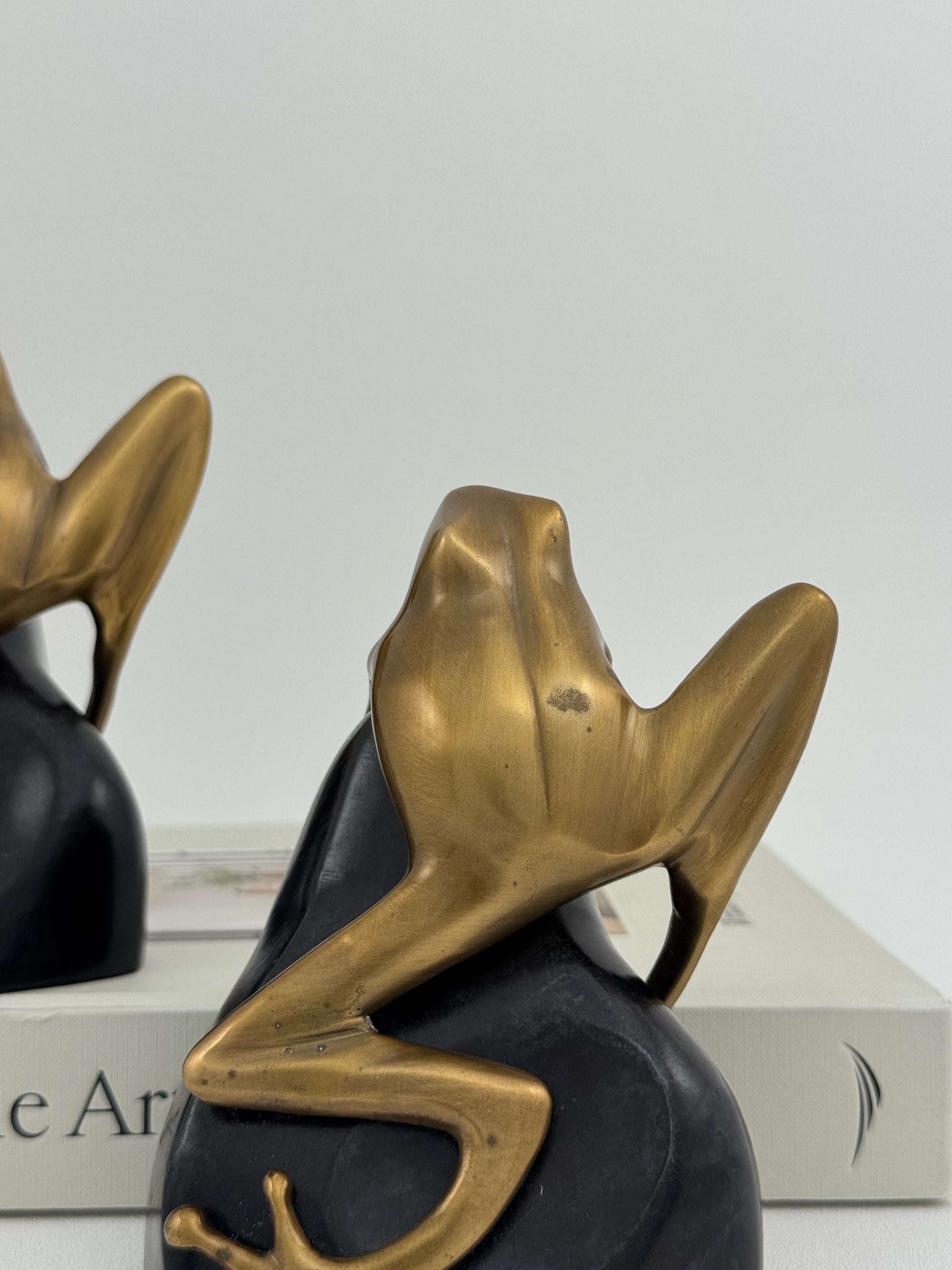 Vintage Bombay Frog on Rock Bookends-A Pair