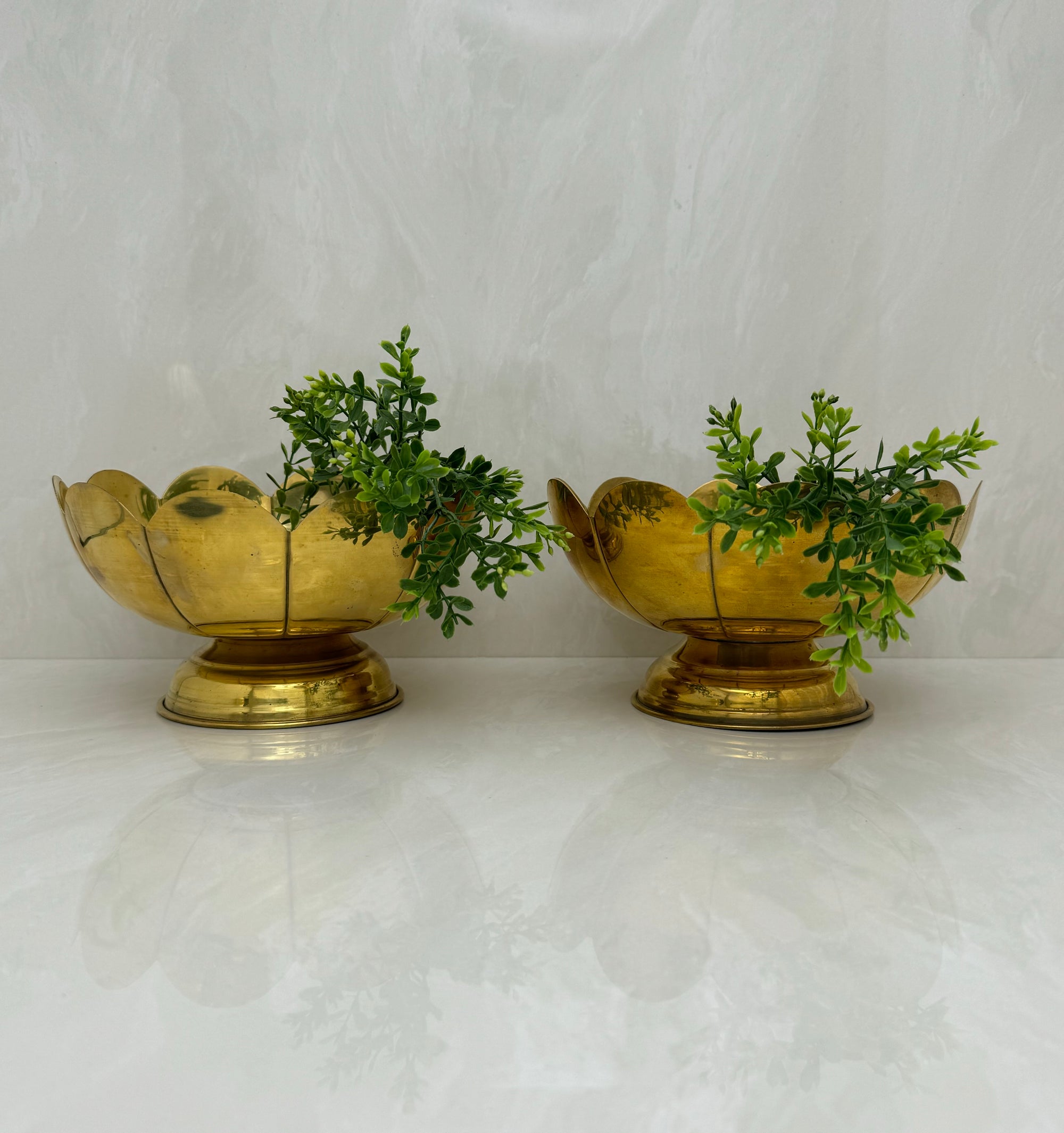 Vintage Brass Floral Bowls- A Three Piece Lightweight Set