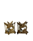 Vintage Brass Hummingbird Candleholder Set with Glass Inserts – Mid Century Modern Bird Decor – Hollywood Regency Candle Holders