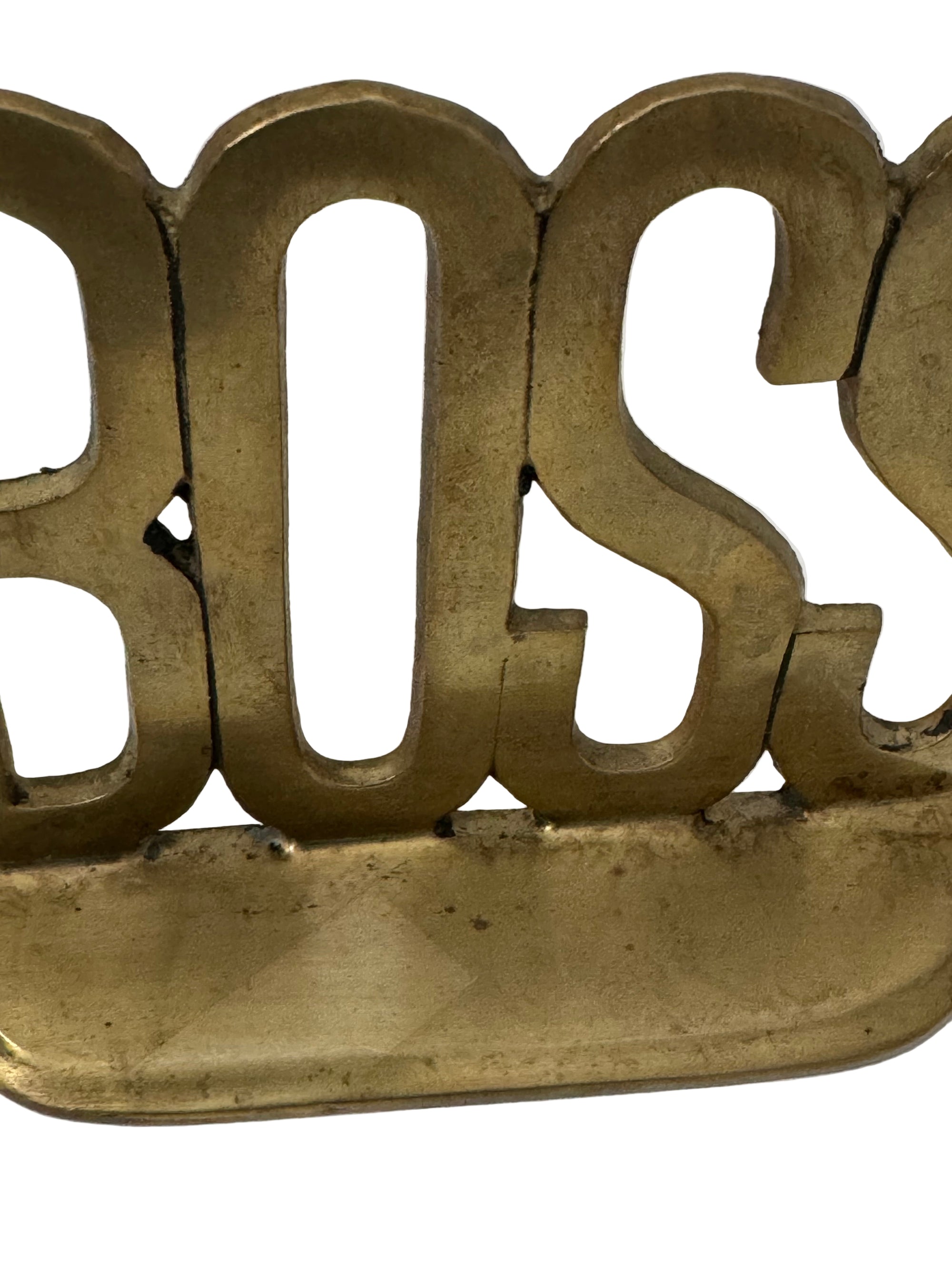 Vintage Brass “BOSS” Bookends | Mid-Century Modern Office Decor
