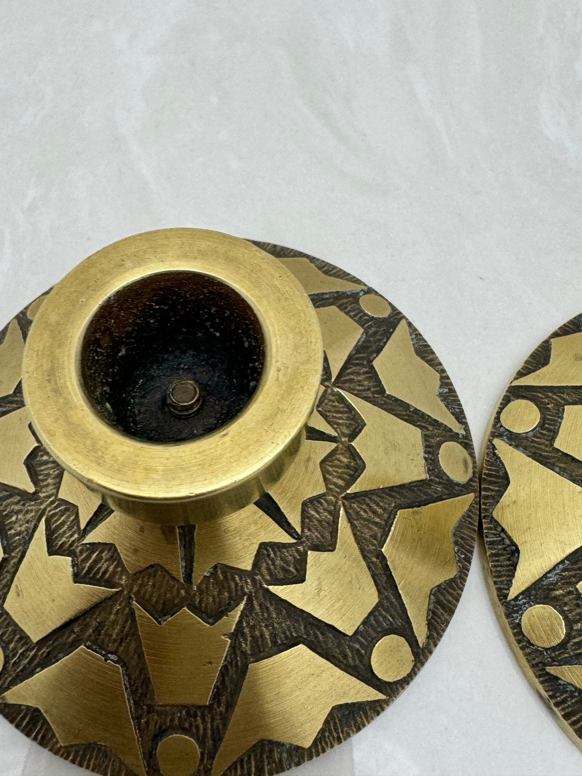 Vintage Brass Candlestick Holders with Crown Motifs - Inspired by Nordisk Malm