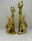 Large Vintage Brass Cats With Bow Tie-A Pair