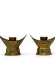 Vintage Brass Hand Etched Candle Holders-A Pair