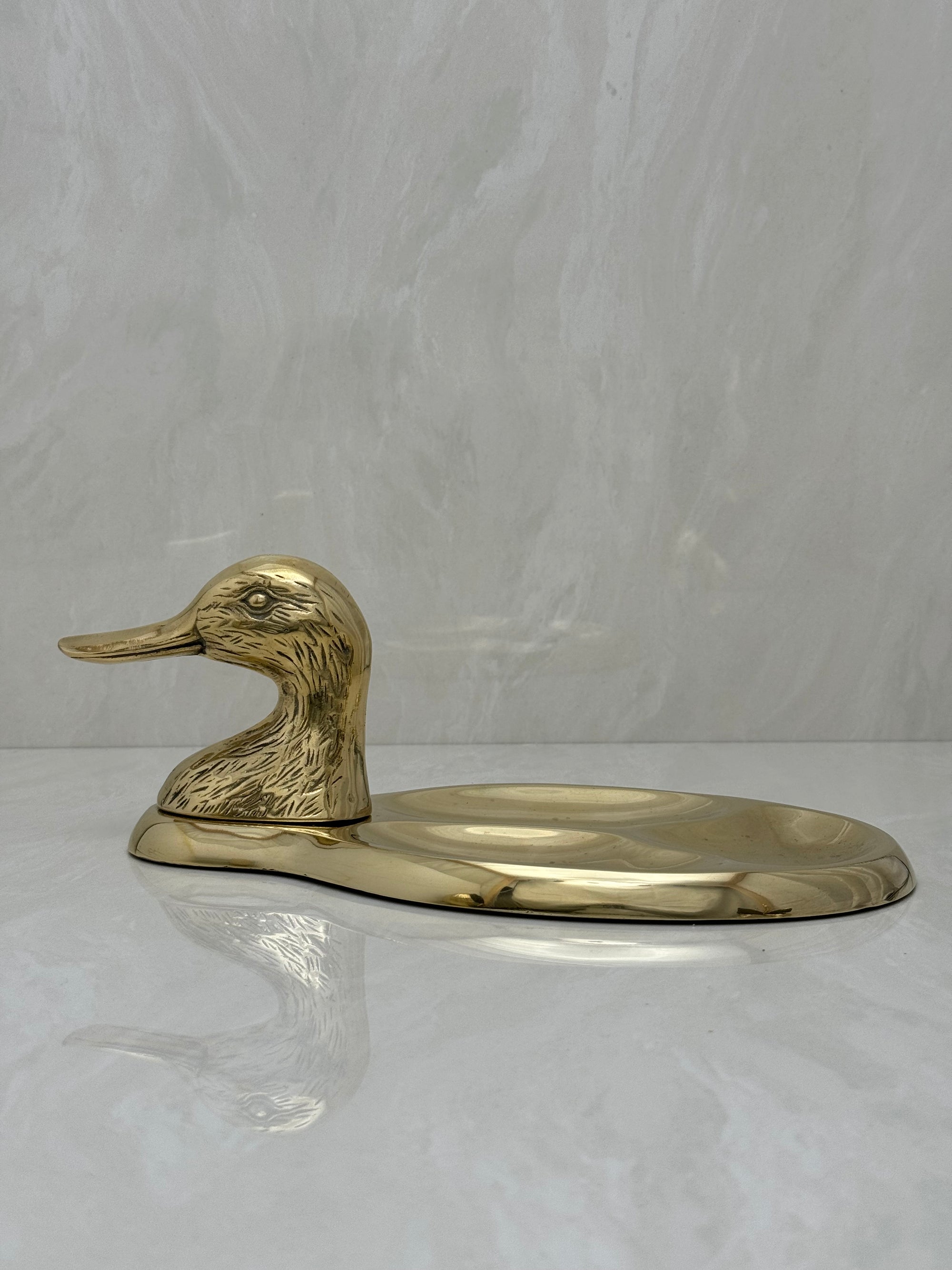 Vintage Brass Duck Dresser Tray