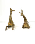 1984 Enesco Brass Deer Sculptures — Abstract Mid-Century Modern Pair, Made in Korea