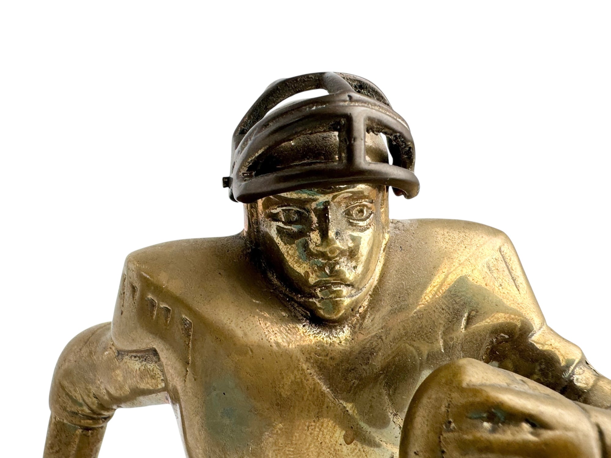 Vintage Brass Running American Football Player