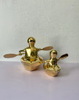 Vintage Brass Duck and Duckling Paddling Boats-A Pair