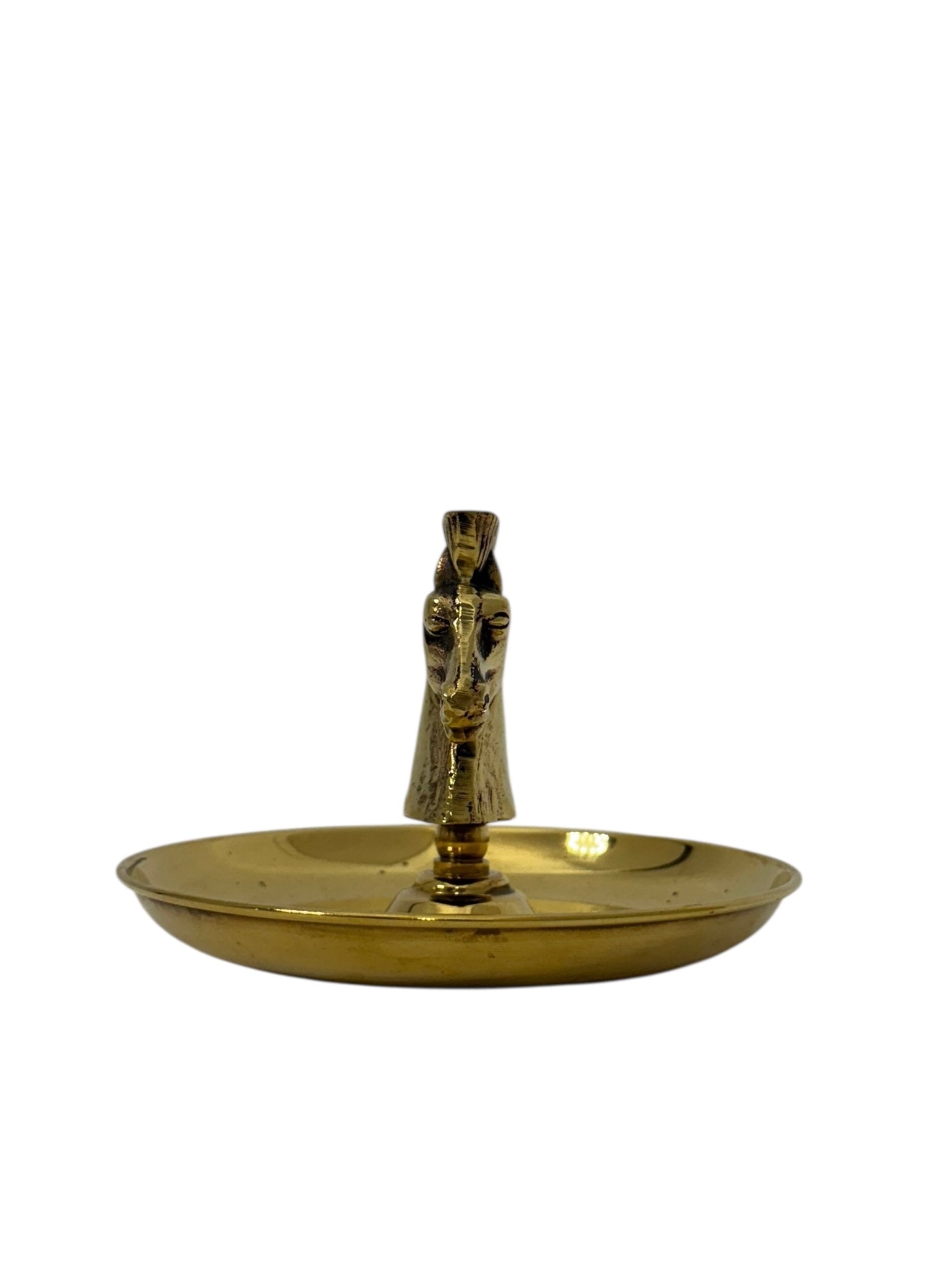 Vintage Brass Horse Head Trinket Dish – Equestrian Vanity or Desk Catchall