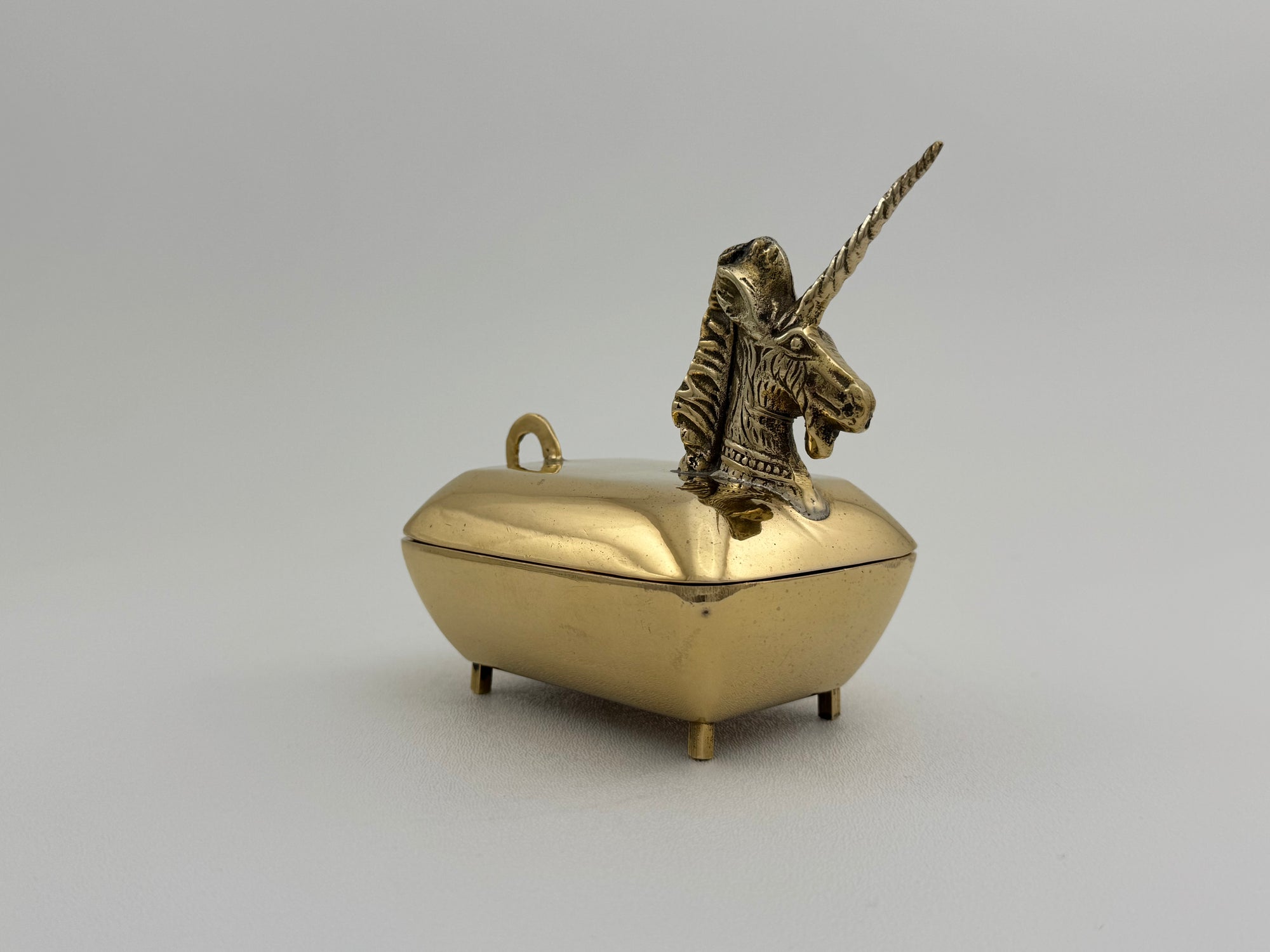 Vintage Brass Unicorn Trinket Box