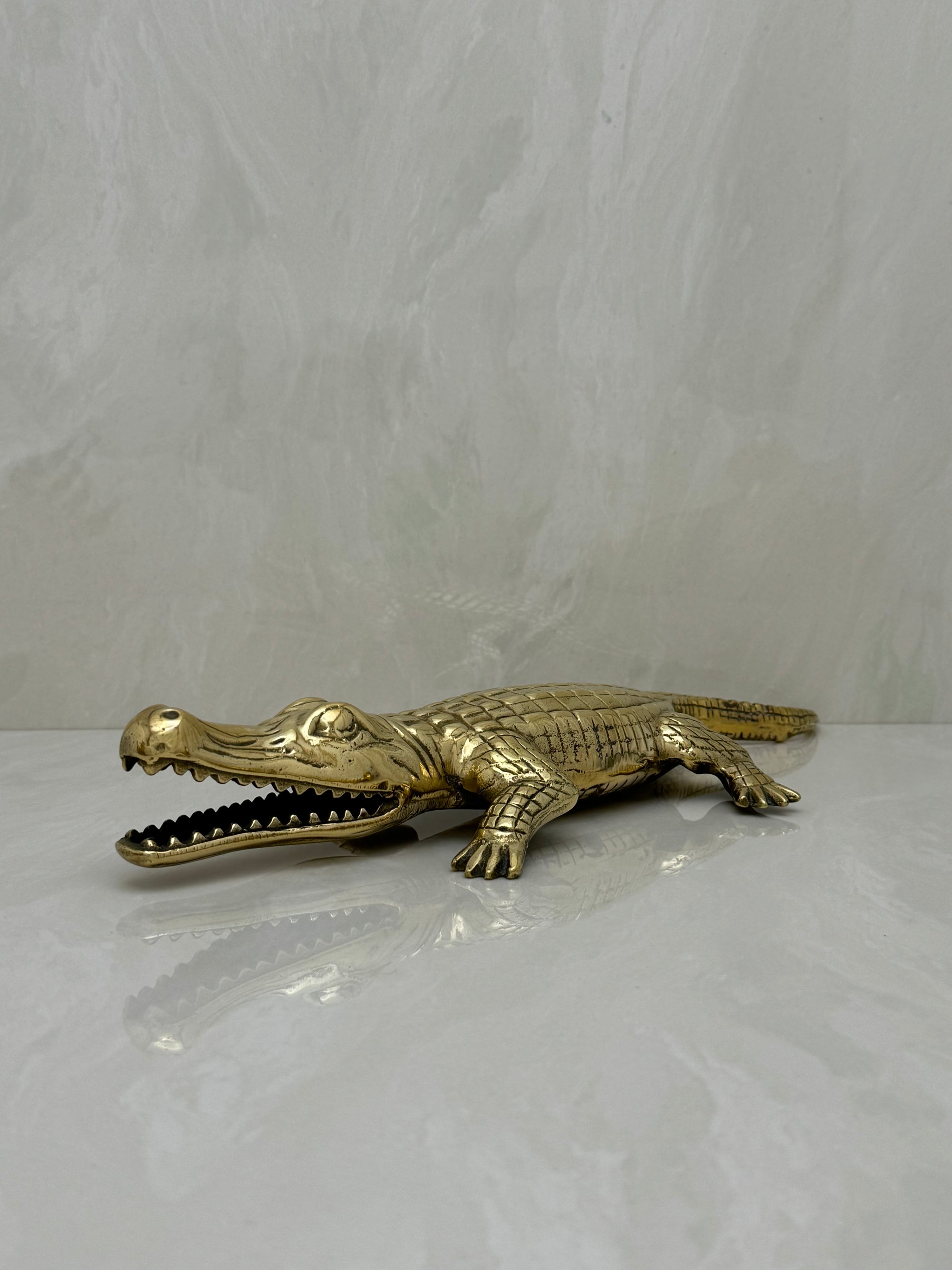 Large Vintage Brass Alligator