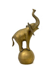 Vintage Brass Elephant on Ball | Mid-Century Circus Sculpture | 13+ inches tall