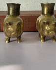 Vintage Brass Pig Candlestick Holders-A Pair by Fritz Brass