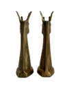 Vintage Brass Giraffe Head Sculptures – Mid-Century Modern Pair