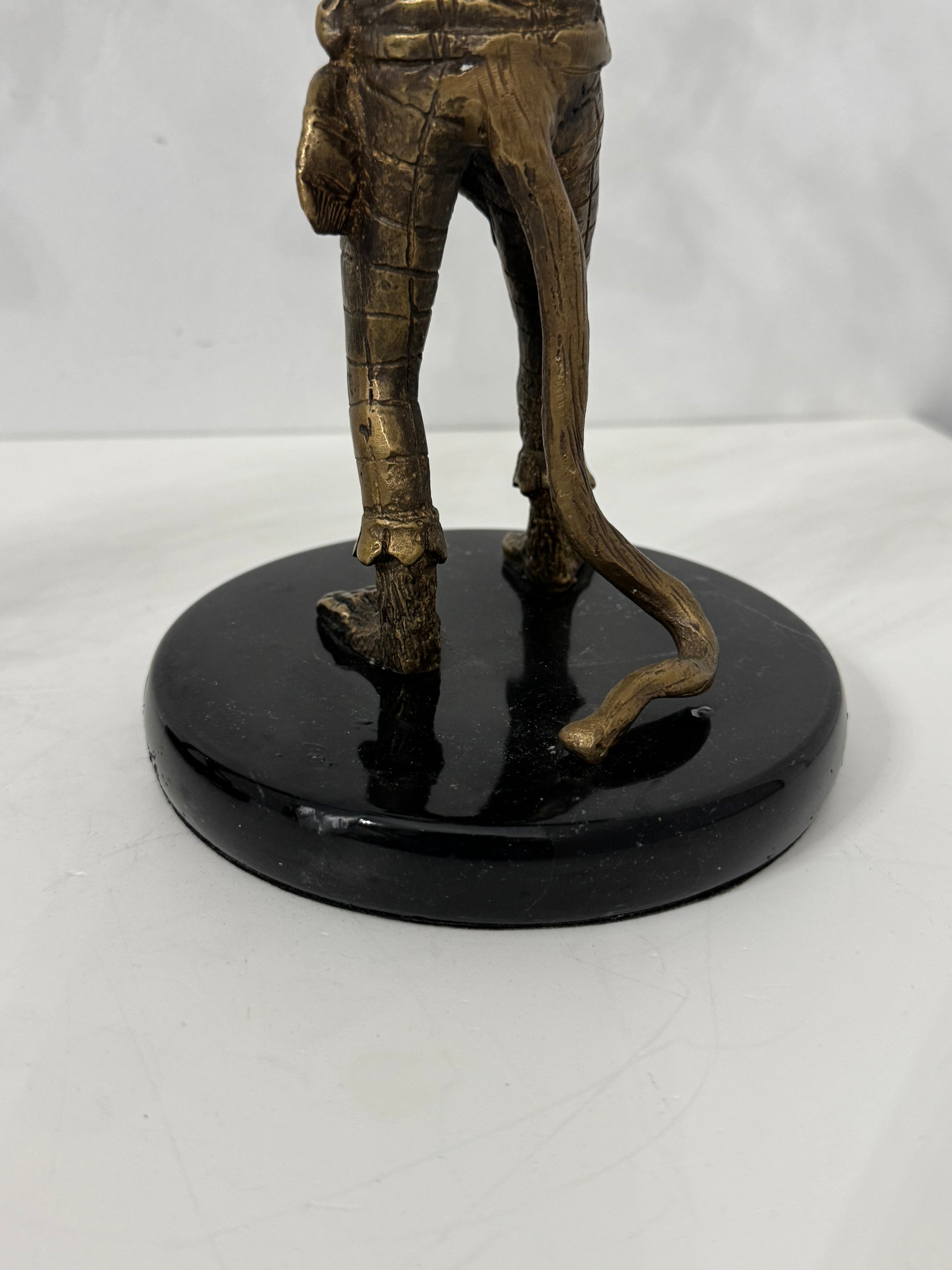 Vintage Brass Monkey Candleholders on Black Marble Bases | Mid-Century Exotic Pair