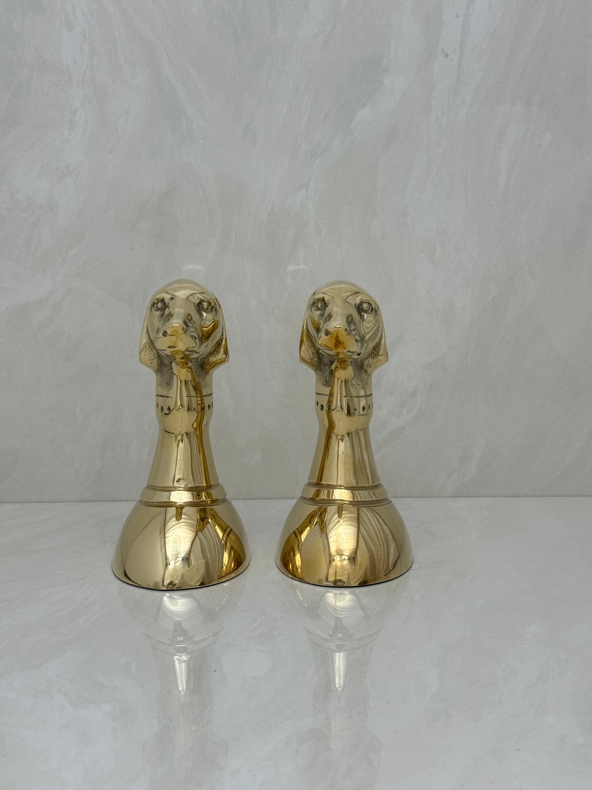 Vintage Brass Dog Bookends- A Pair