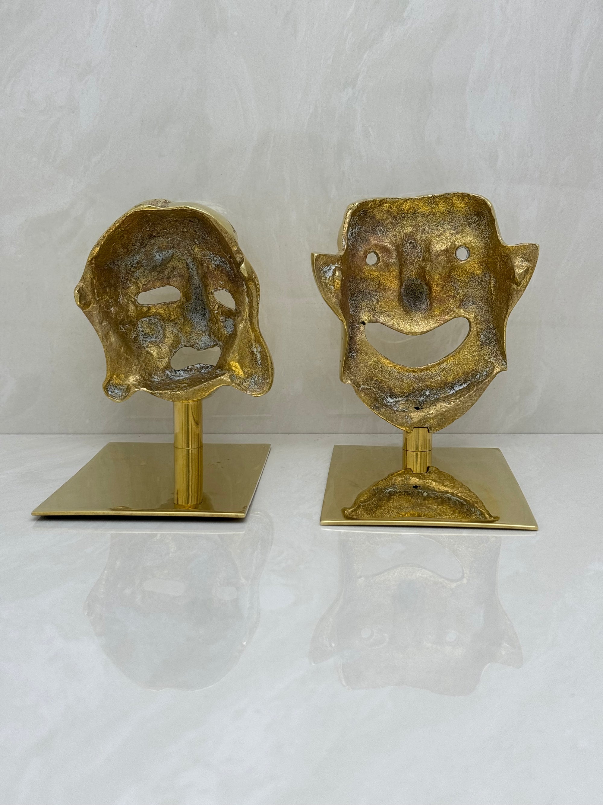 Greek Drama Mask Bookends Comedy And Tragedy-A Pair