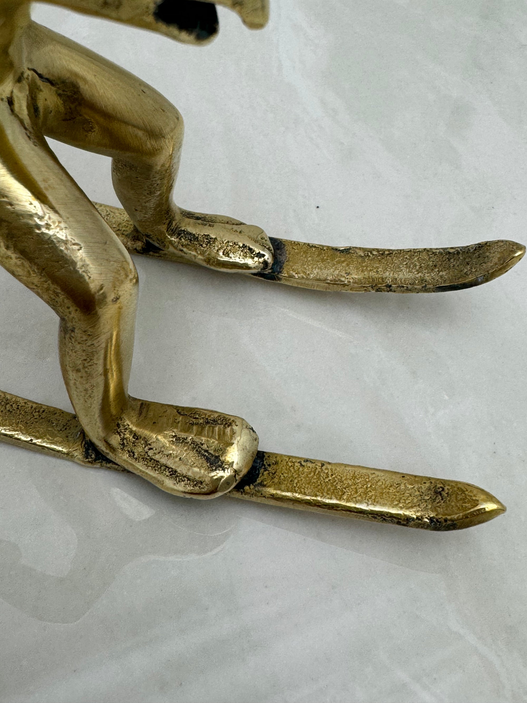 Vintage Bronze Skiing Frog Brothers