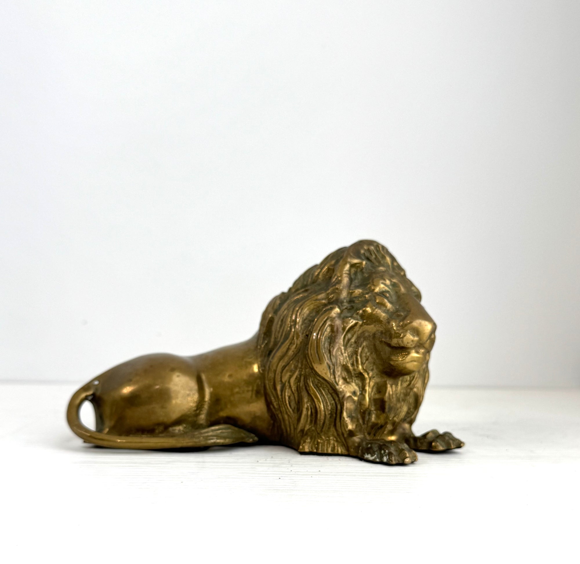 Vintage Brass Lion Sculpture