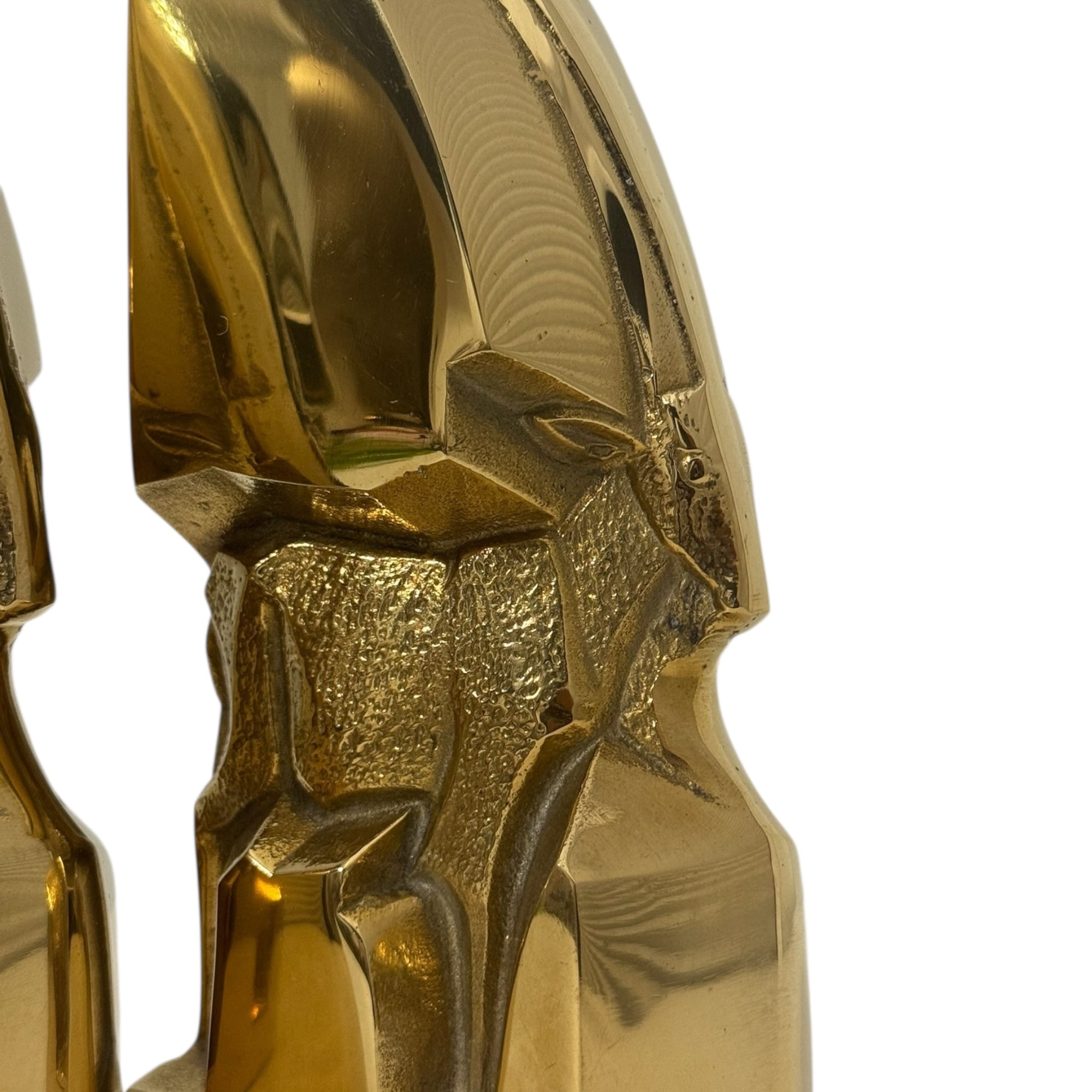 Mid-Century Modern Brass Gazelle Sculptures – Abstract Antelope Bookends