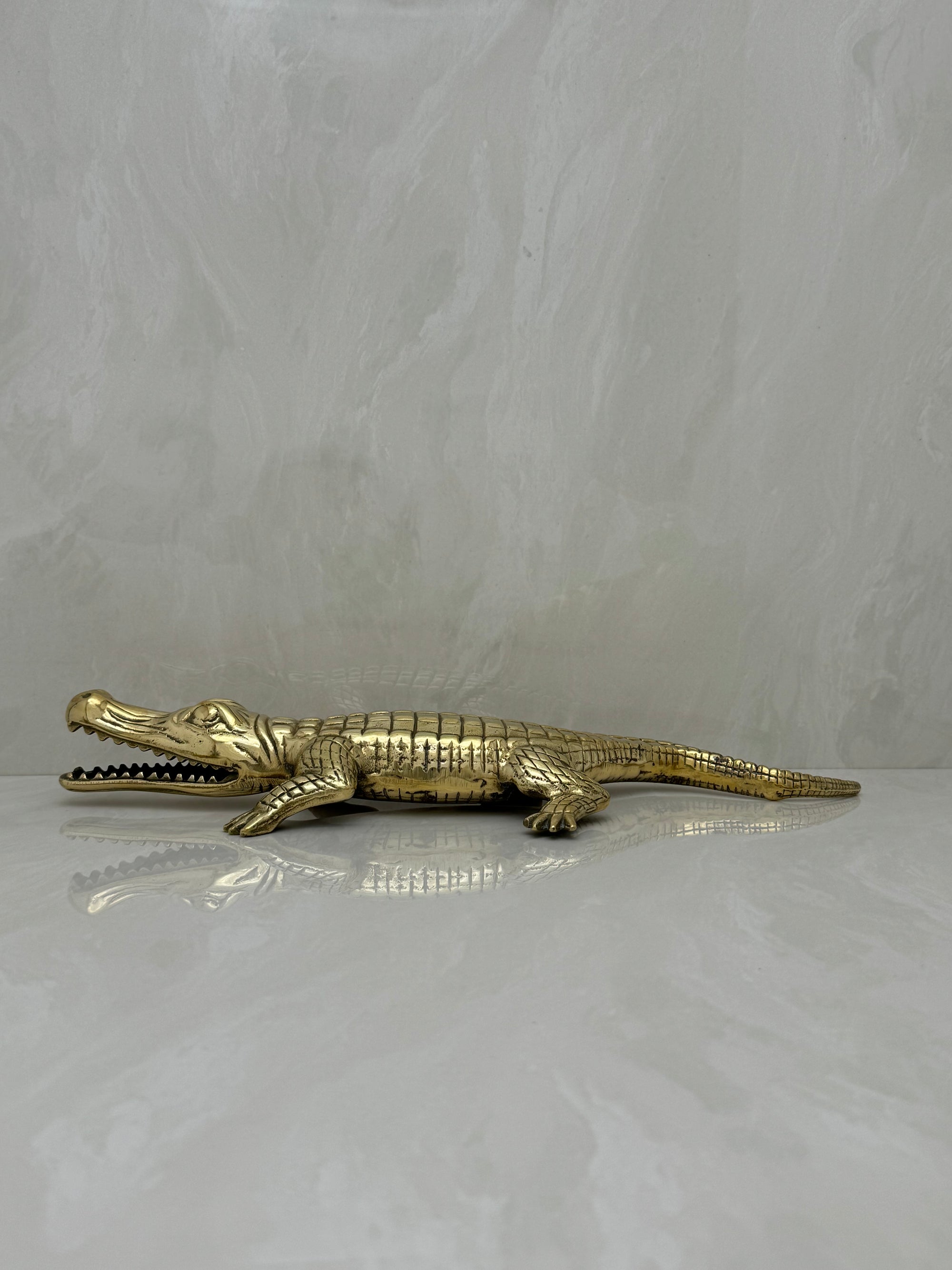 Large Vintage Brass Alligator